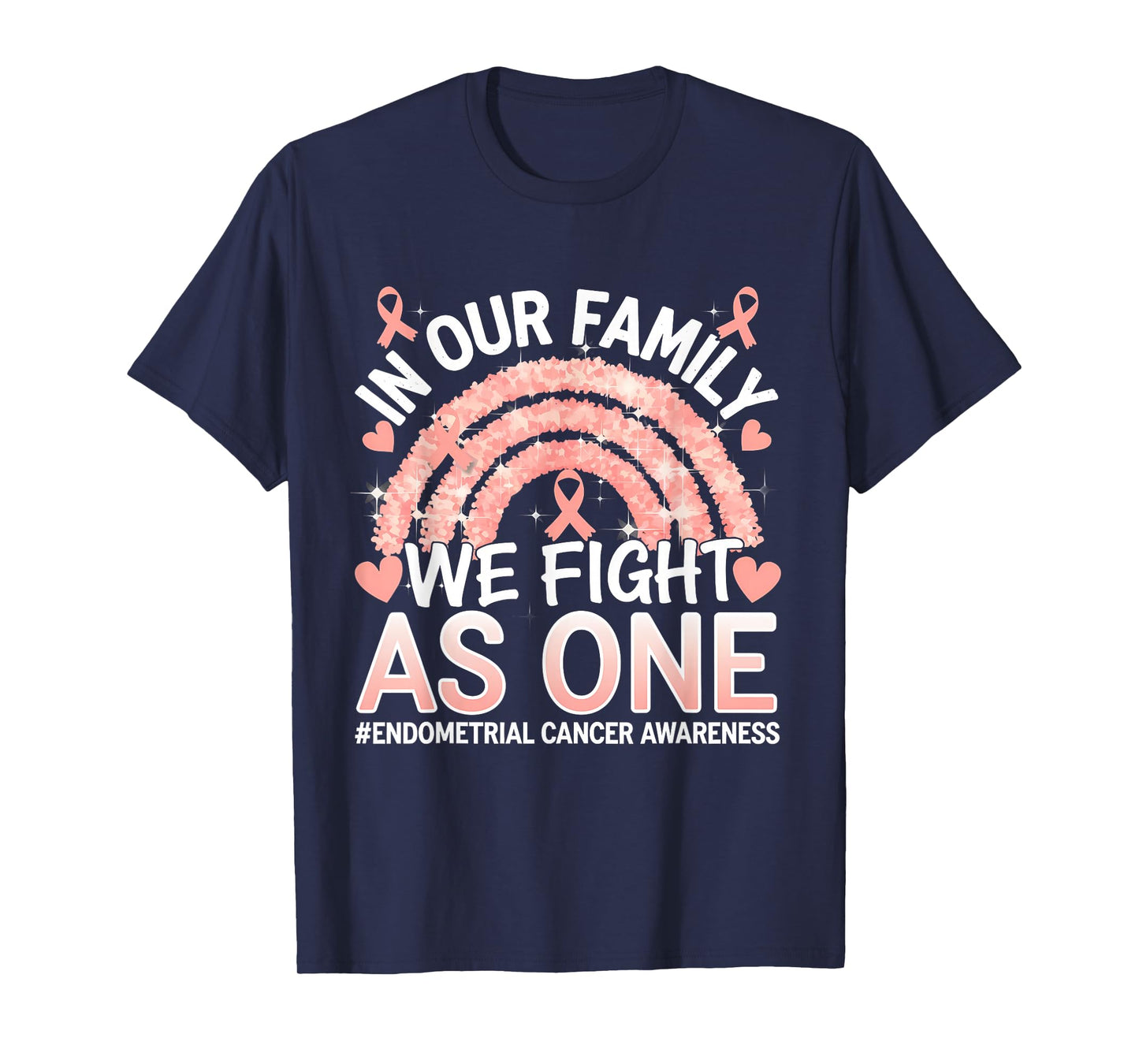 Endometrial Cancer Awareness Peach Ribbon T-Shirt
