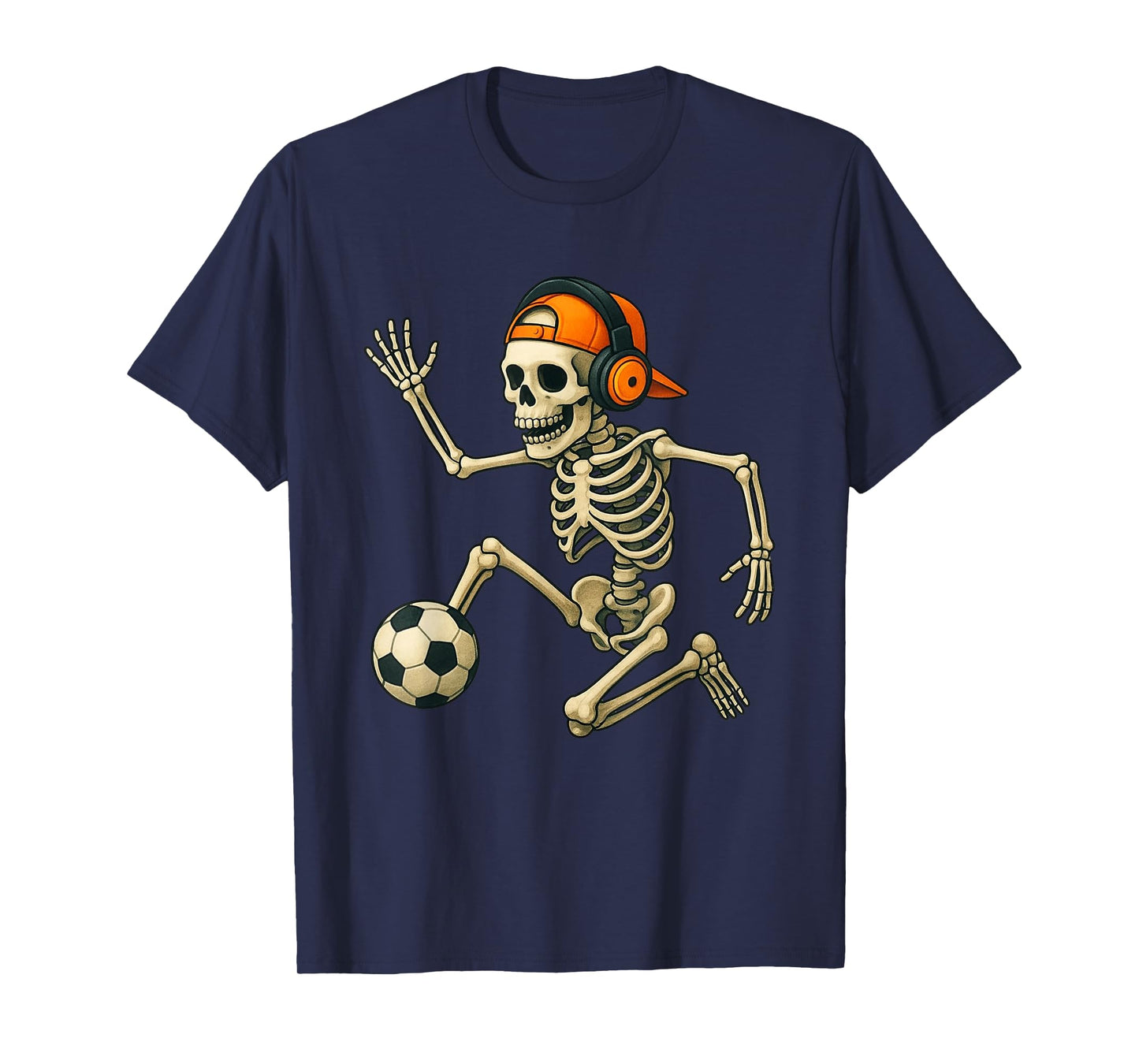 Skeleton Playing Soccer Halloween Costume T-Shirt