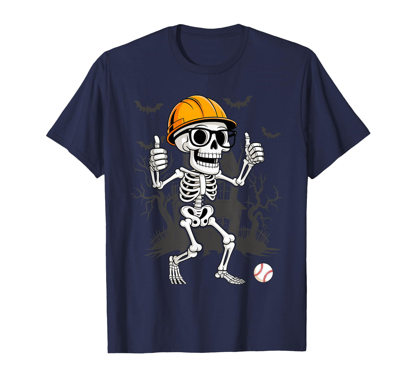 Skeleton Baseball Player Halloween Costume Sport Men Boys T-Shirt
