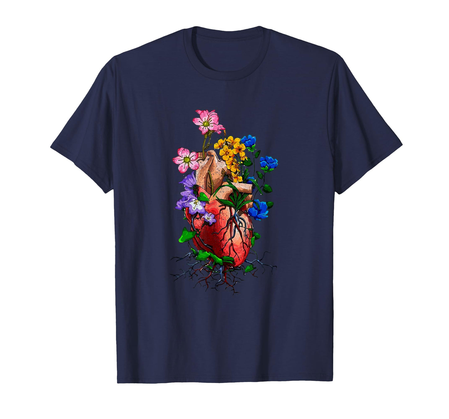Floral Goth Anatomical Heart Show Love T-Shirt
