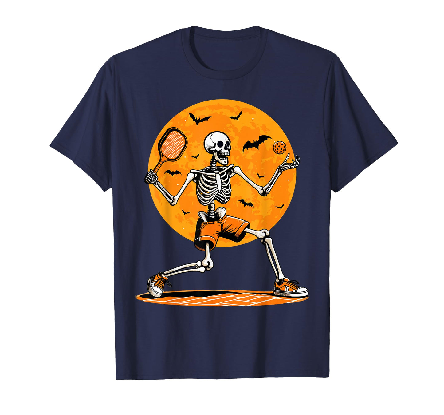 Pickleball Skeleton Spooky Boys Halloween Pickleball Player T-Shirt