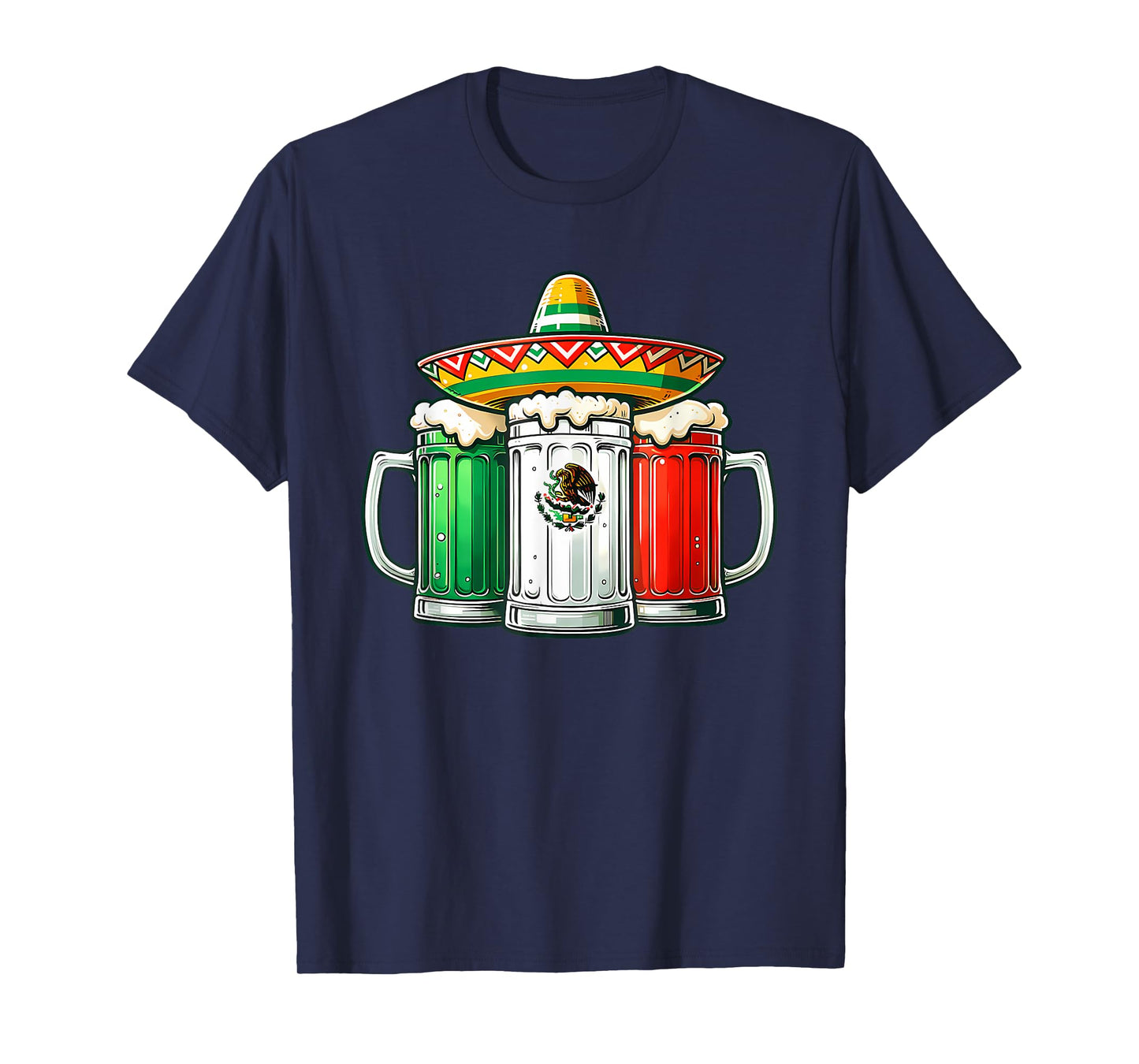 Mexico Funny Beer Mexican Flag Sombrero Hat Cinco De Mayo T-Shirt