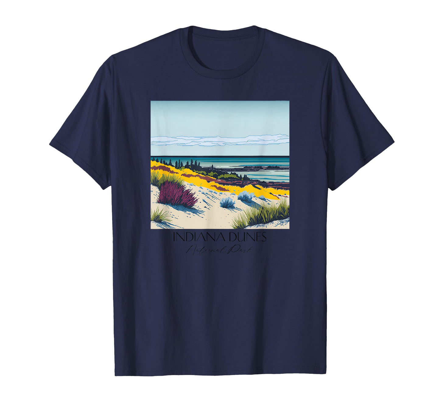 Cool Indiana Dunes National Park Hiking Watercolor Graphic T-Shirt