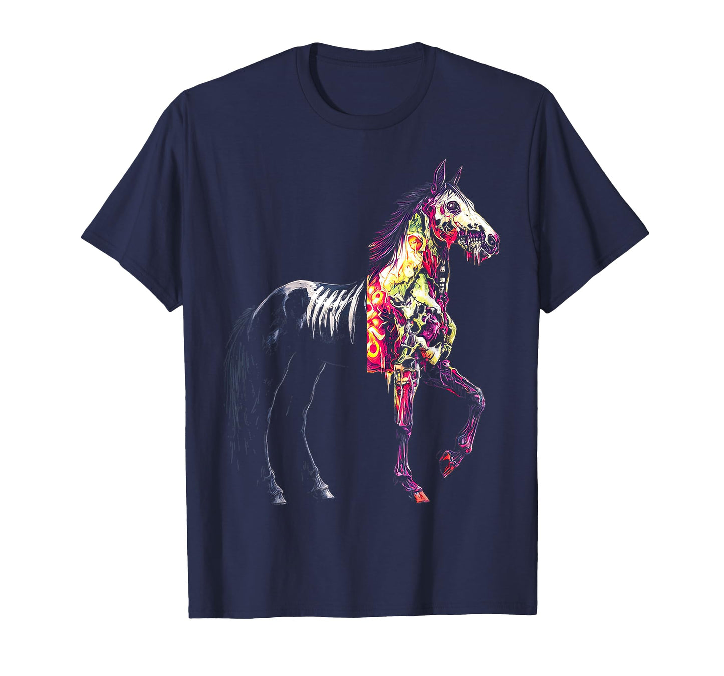 Halloween Horse Skeleton Zombie Animal Graphic Halloween T-Shirt