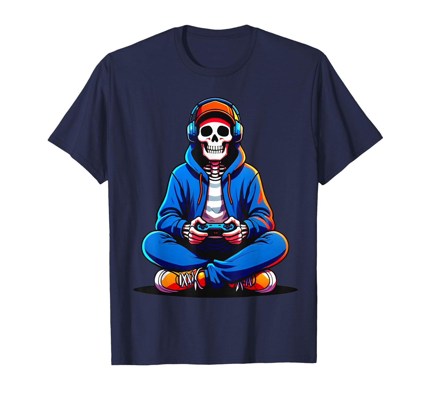 Gaming Skeleton Halloween Funny Gift for Boys Men Kids T-Shirt