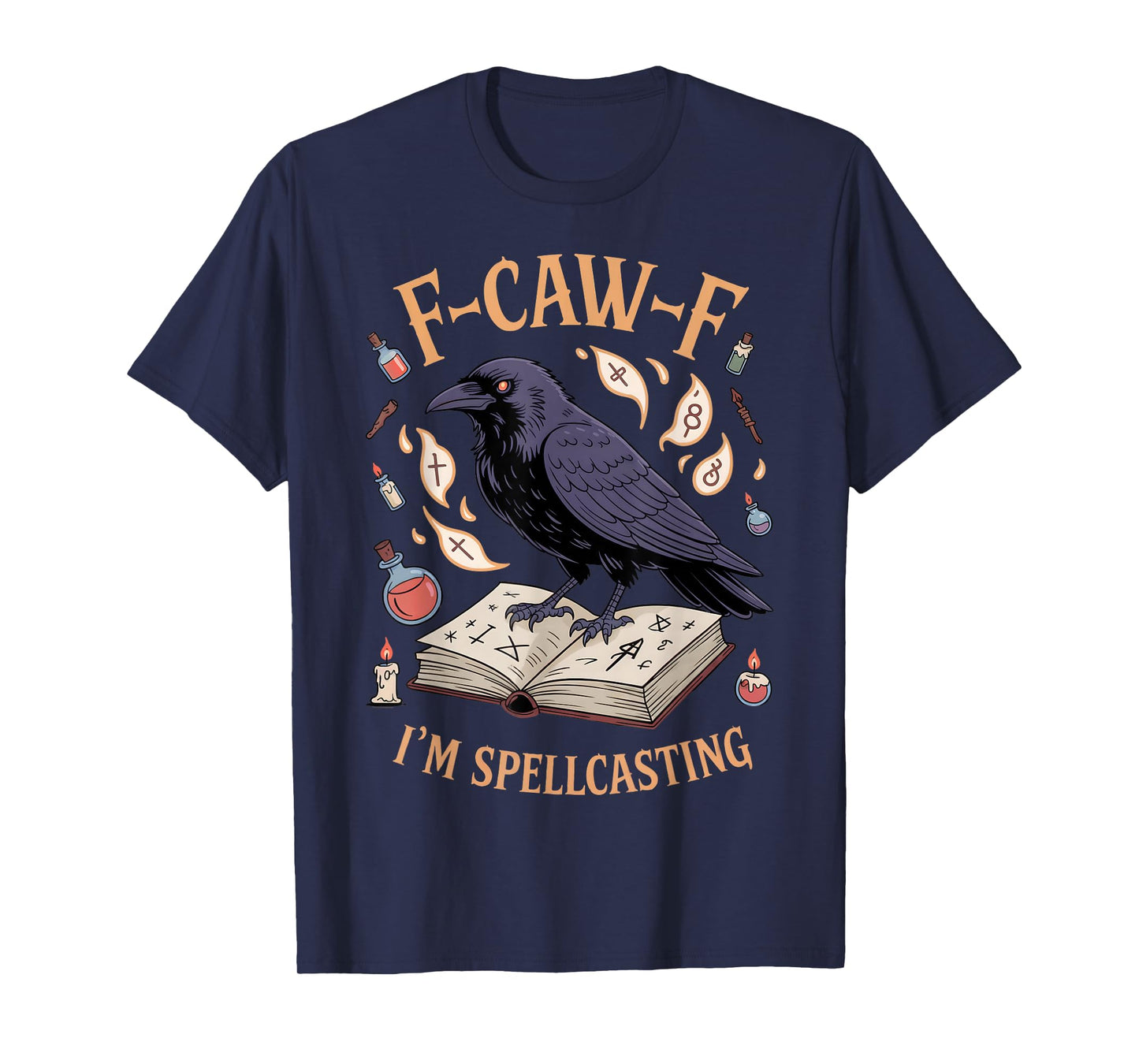 Black Crow, F-Caw-F Funny Black Bird Moon Gothic Halloween T-Shirt