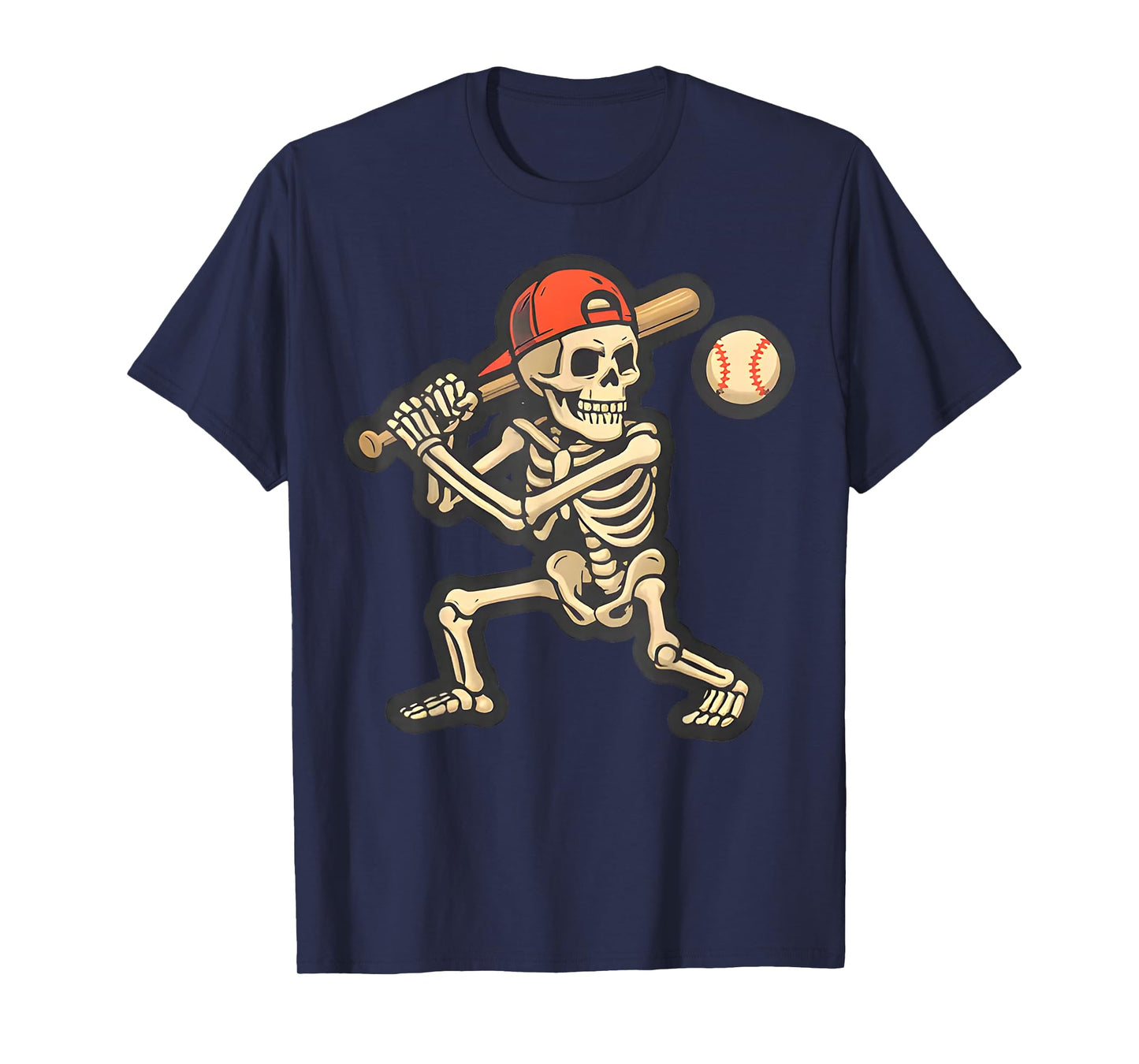 Skeleton Baseball Halloween Costume Funny Men Boys Kids T-Shirt