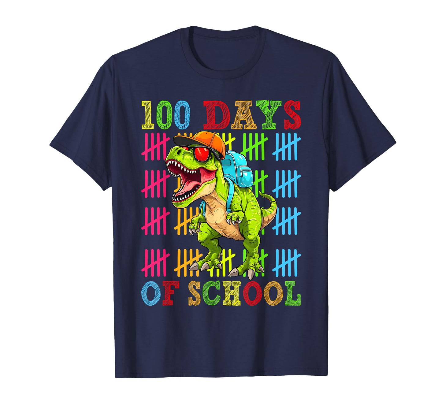 100 Days of School 100th Day Dinosaur For Boys Mens Father T-Shirt