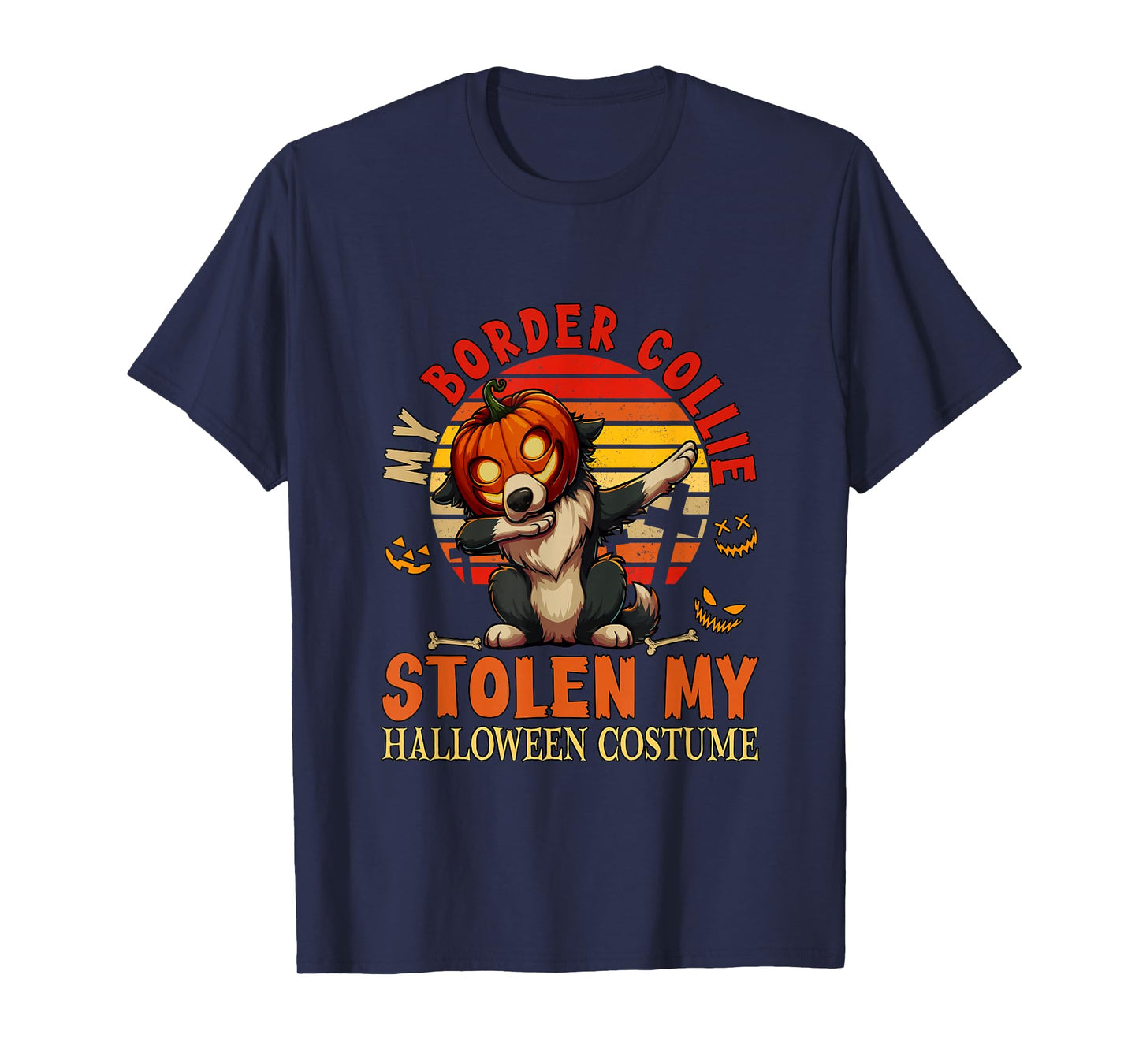 Border Collie Stolen My Halloween Costume Dog Carved Pumpkin T-Shirt