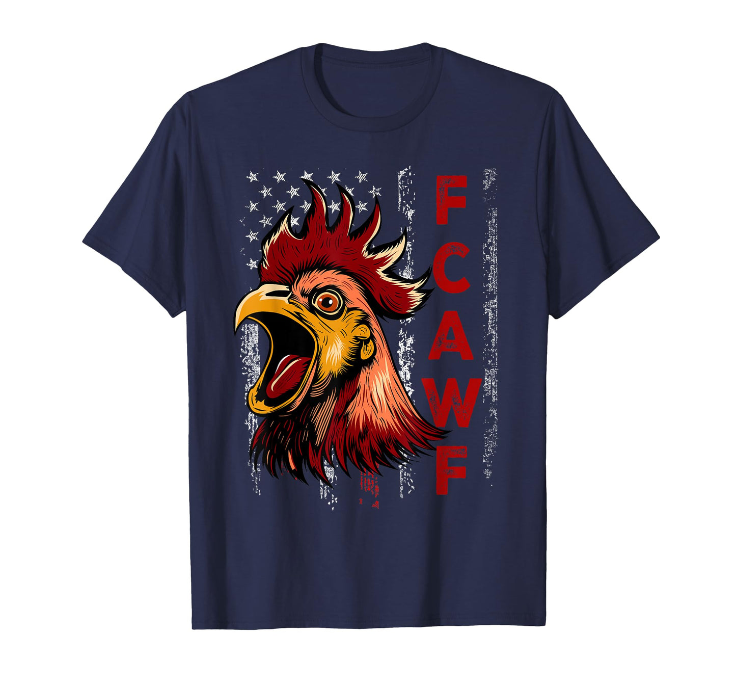 F-Caw-F Funny Chicken Humor F-Caw-F Rooster Vintage US Flag T-Shirt