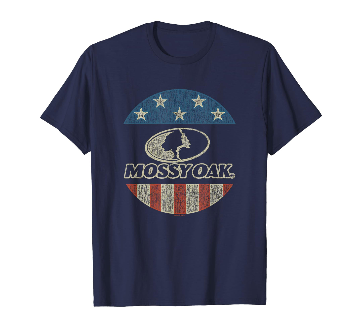 Mossy Oak 4th of July American Flag Distressed Circle Logo T-Shirt