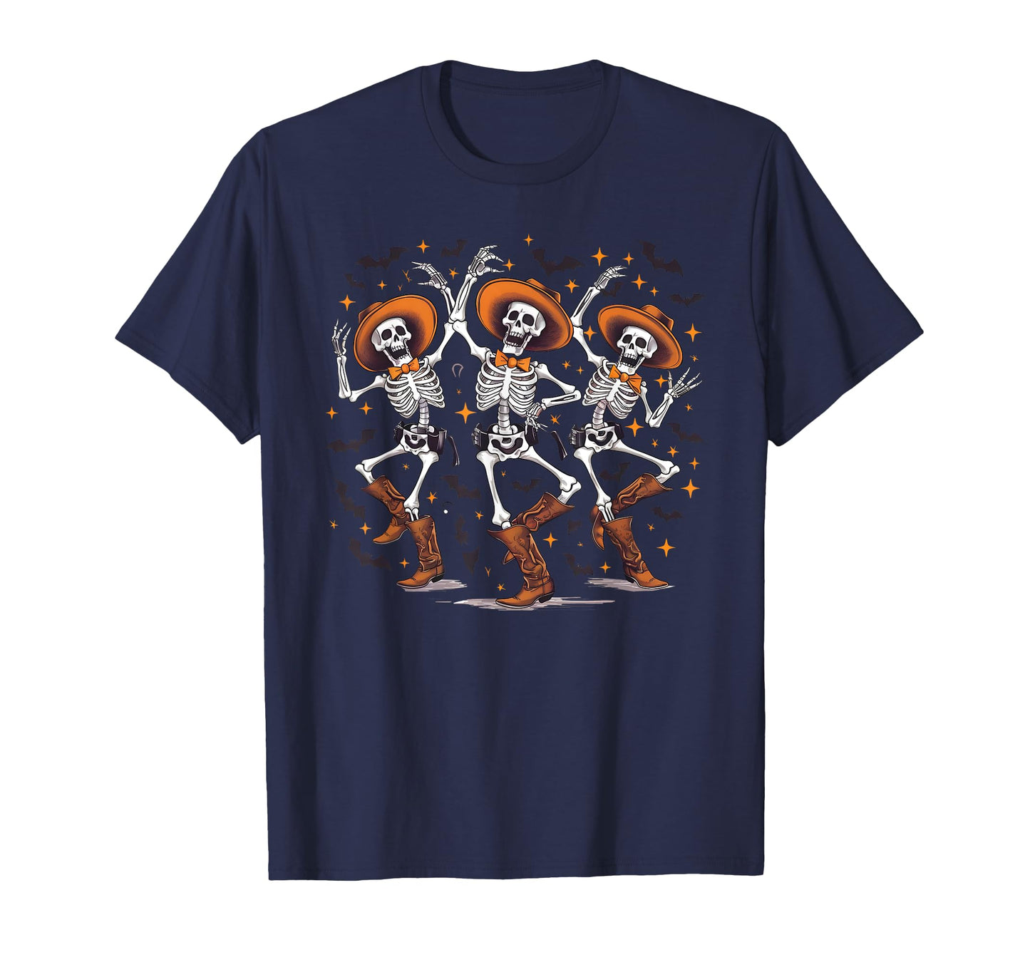 Dancing Skeleton Cowboy Western Rodeo Halloween Spooky Vibes T-Shirt