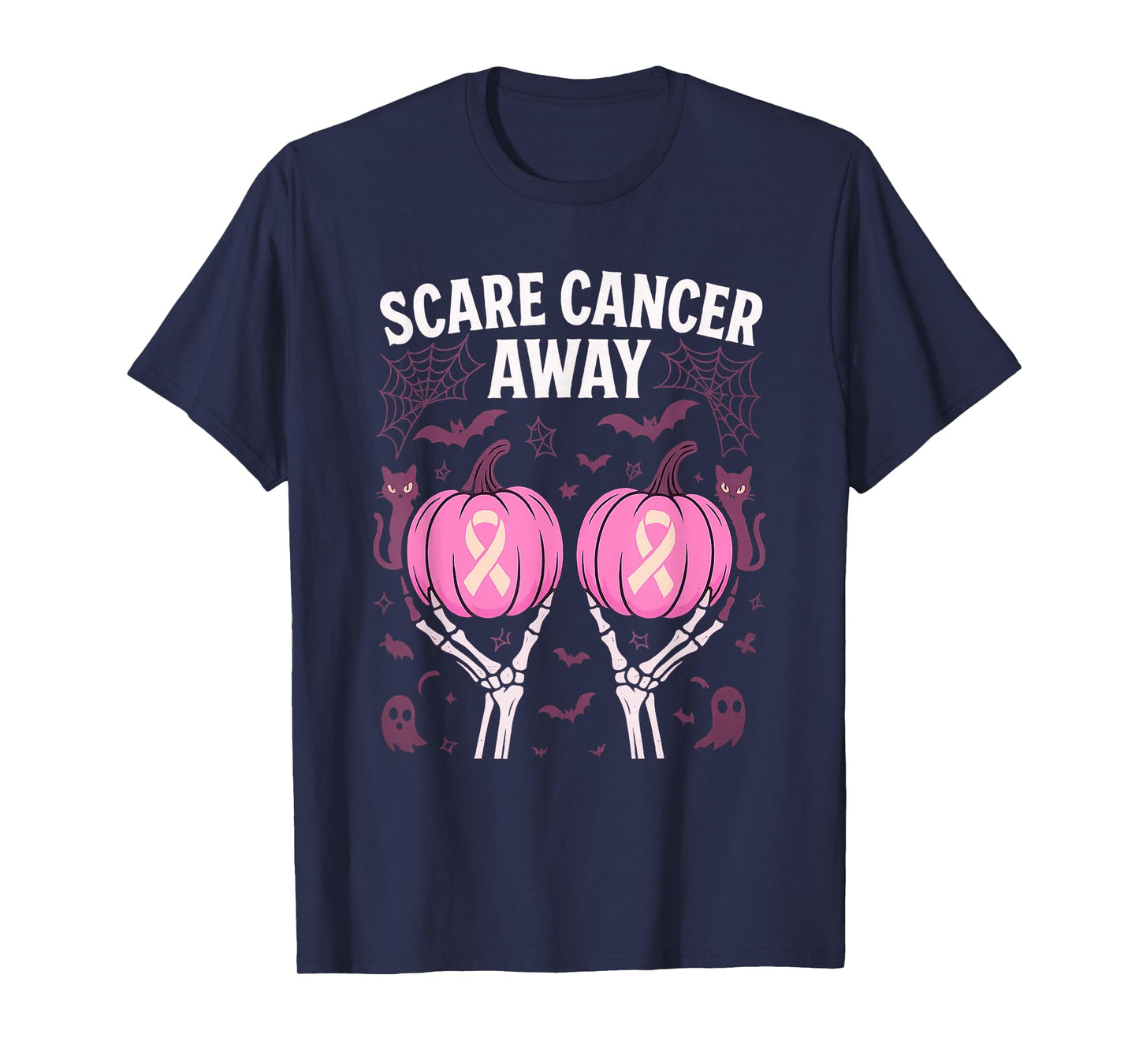 Halloween Breast Cancer Awareness Pink Ribbon T-Shirt