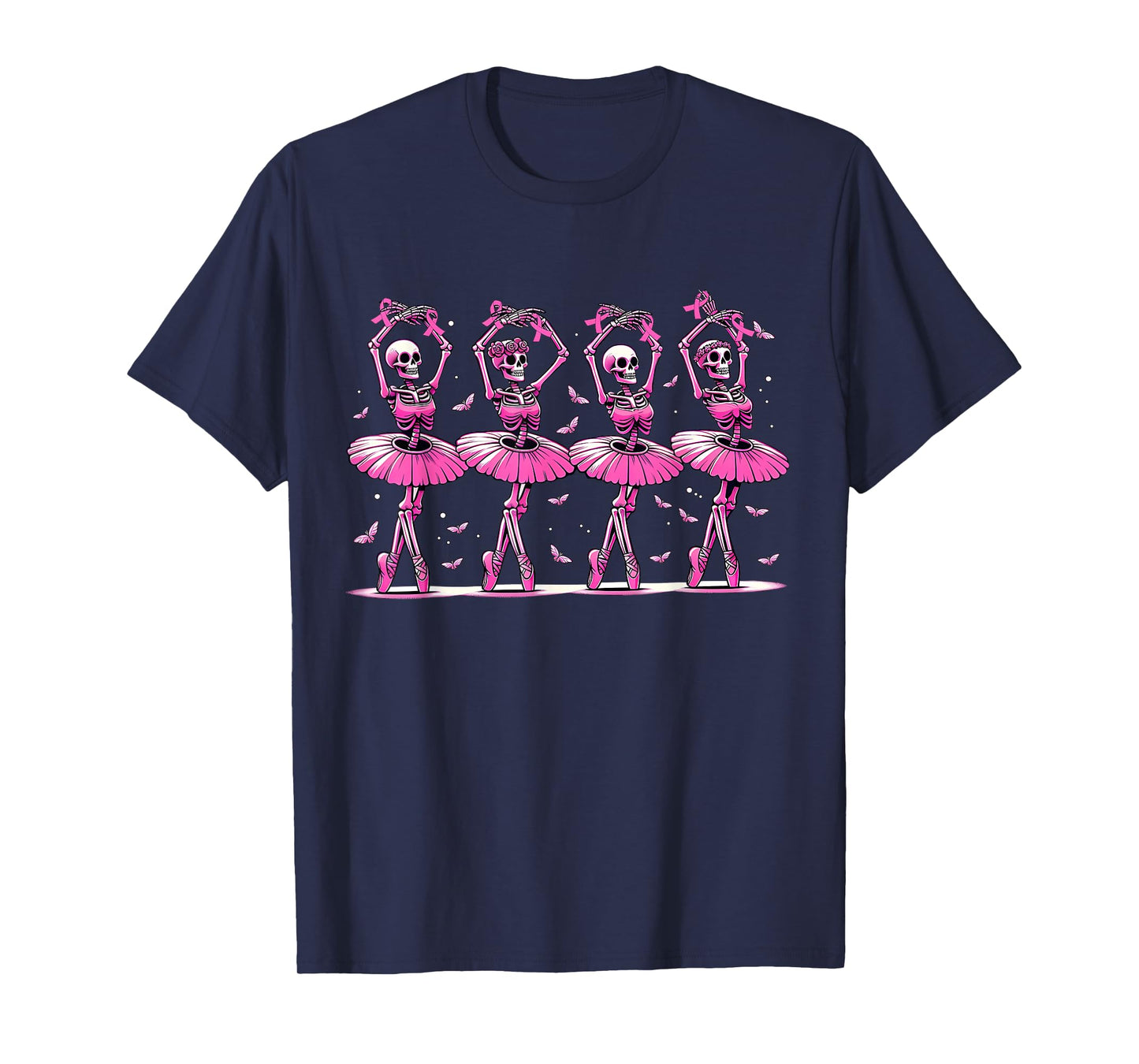 Cute Halloween Dancing Skeletons Breast Cancer Awareness T-Shirt