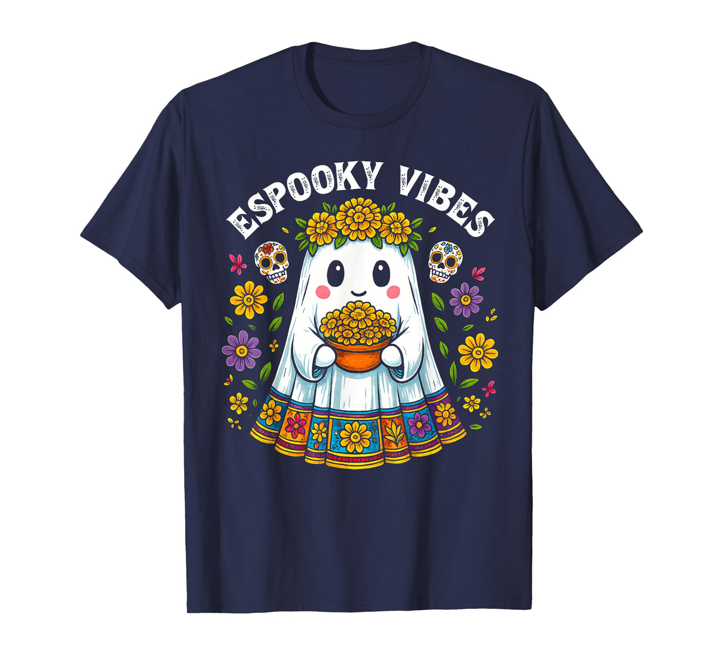 Espooky Vibes Maestra Halloween Spanish Mexican Teacher T-Shirt