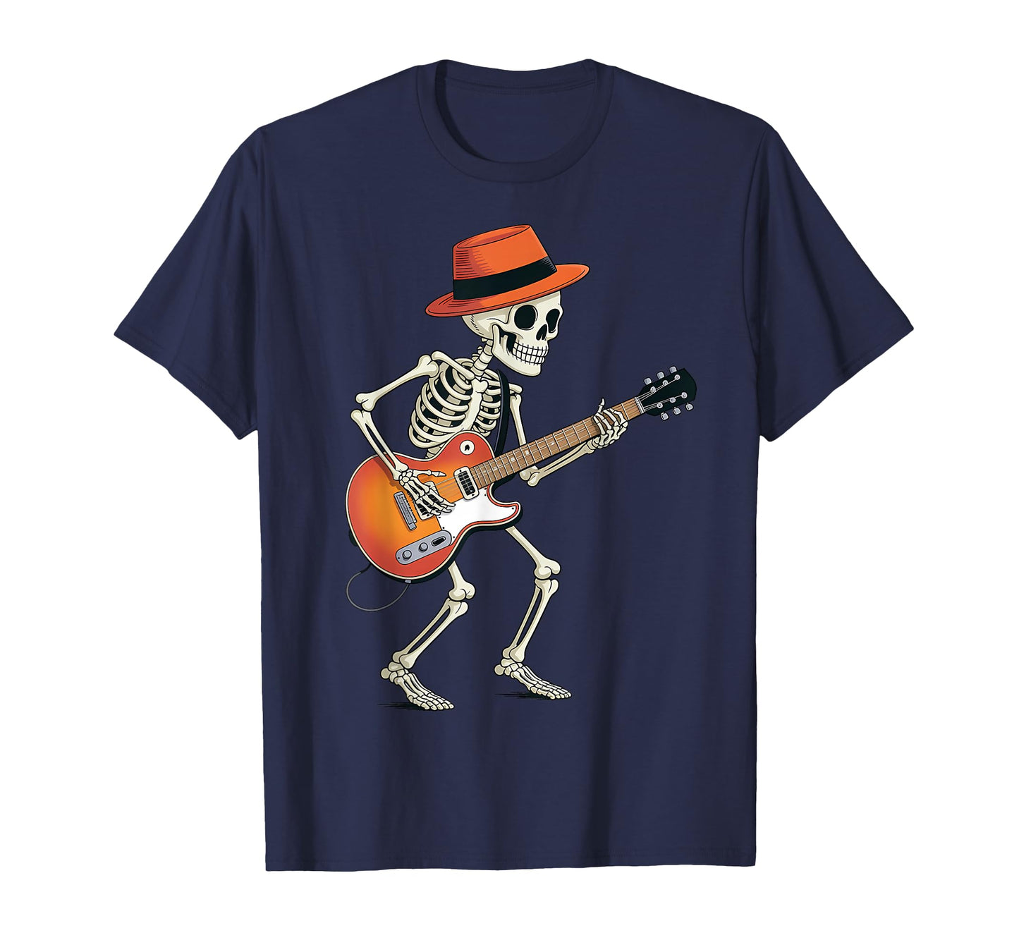 Rocker Skeleton Men Boys Bass Guitar Guitarist Halloween T-Shirt