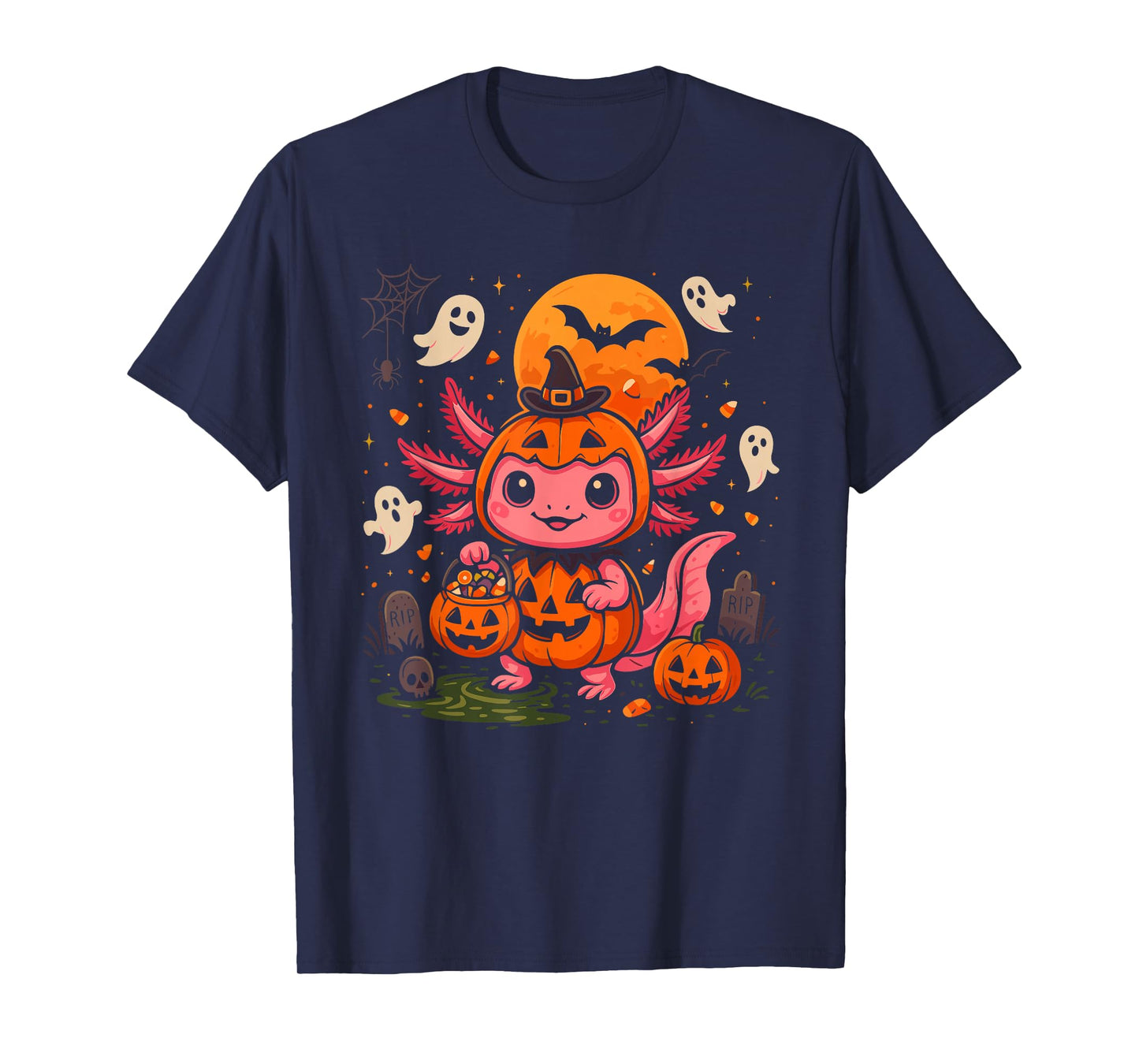 Cute Halloween Axolotl Spooky Animal Halloween Costume T-Shirt