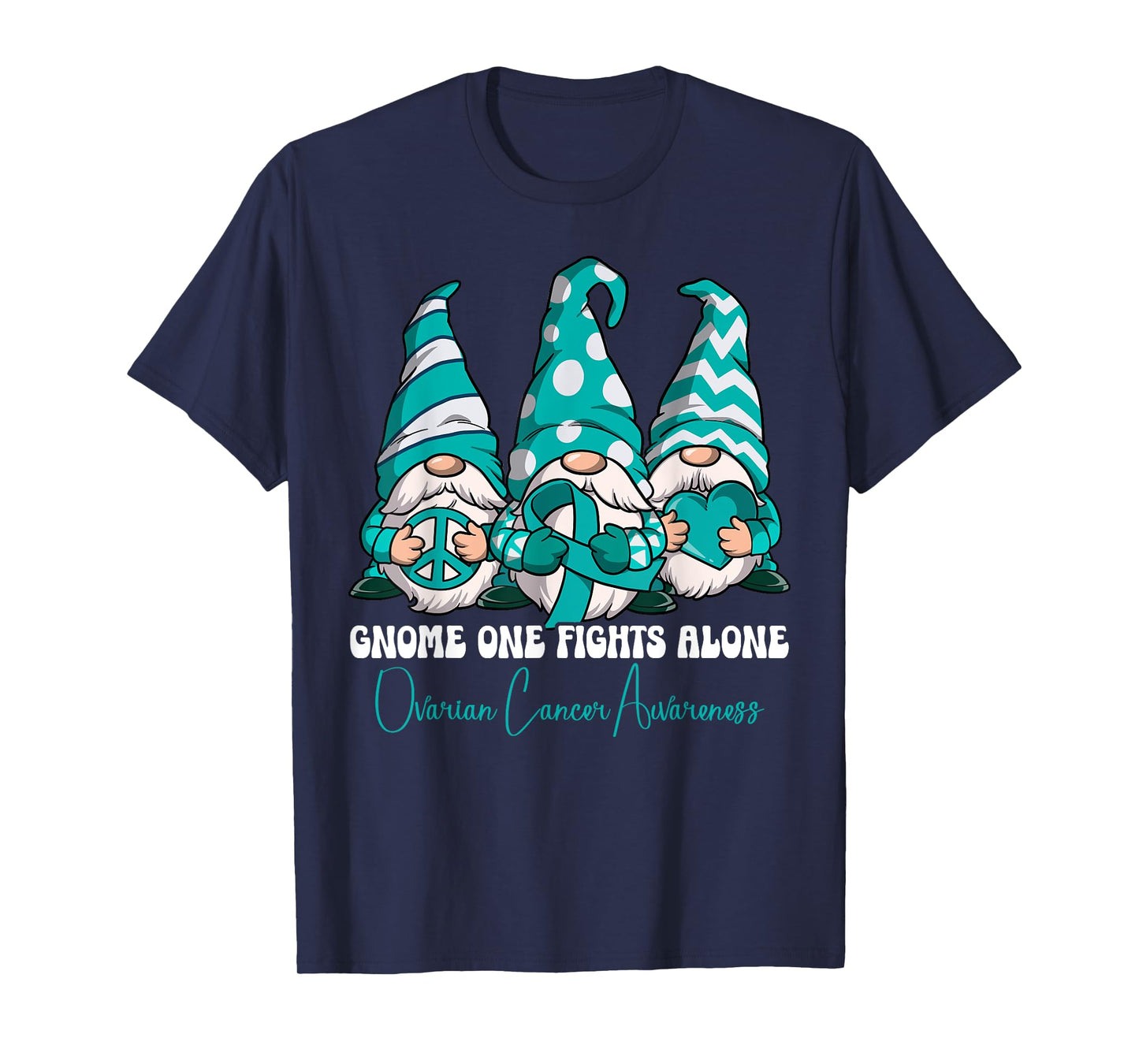 Ovarian Cancer Awareness Gifts T-Shirt, Unisex-Adults, Black, Small, Short Sleeve, Classic Fit, Cartoon, Crew Neck, Ovarian Cancer Awareness