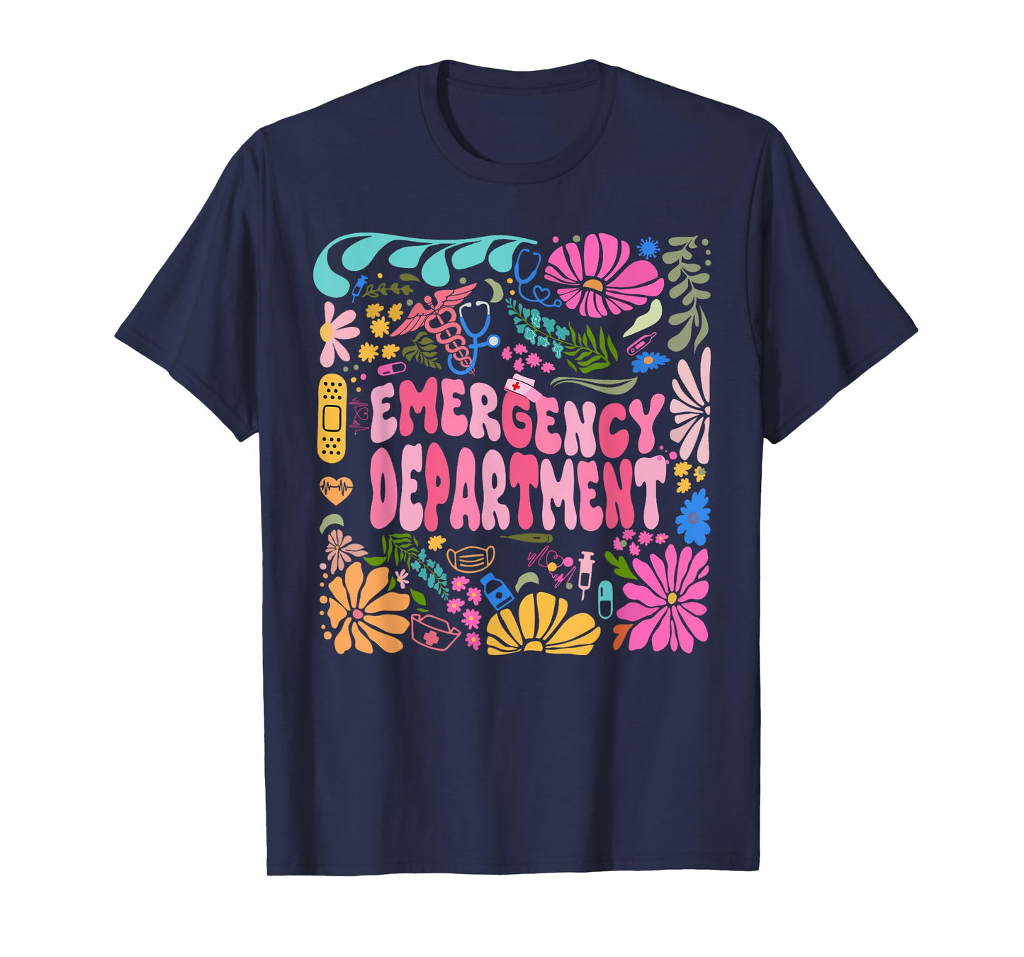 ER Nurse Flower Emergency Department Emergency Room T-Shirt