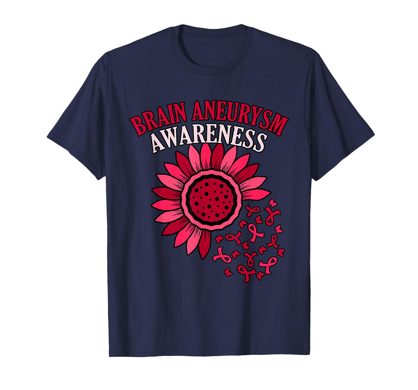 Flower Ribbon Brain Aneurysm Awareness Month Support Graphic T-Shirt