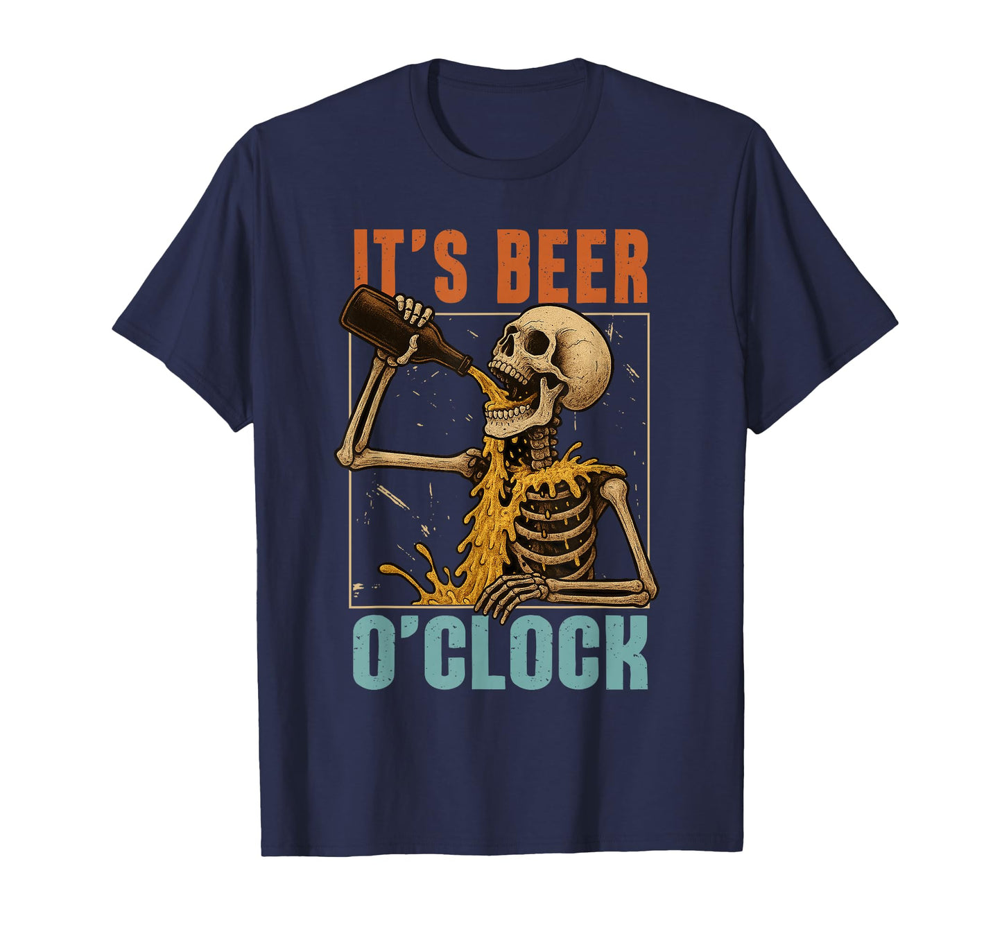 Beer Lover Day Drinking Team Skeleton It's Beer O'clock T-Shirt