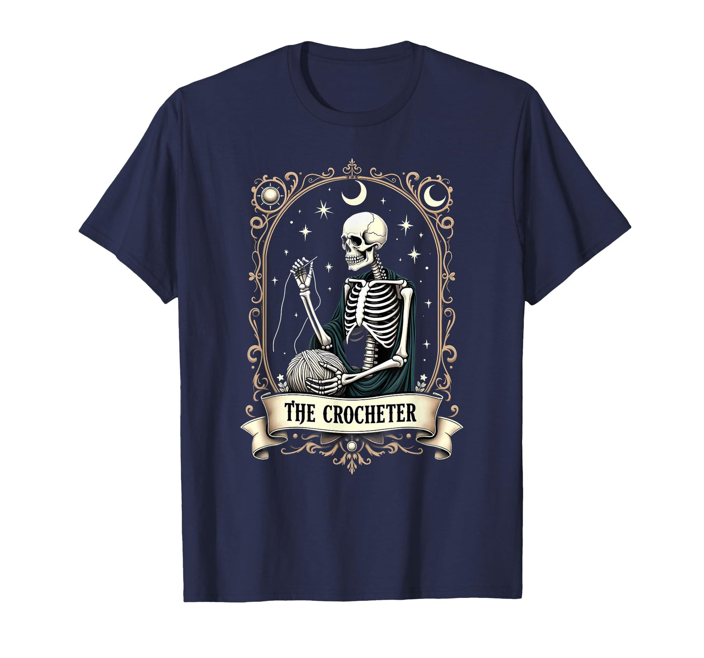 Gothic Tarot Card Crocheter Skeleton Halloween Quilter T-Shirt