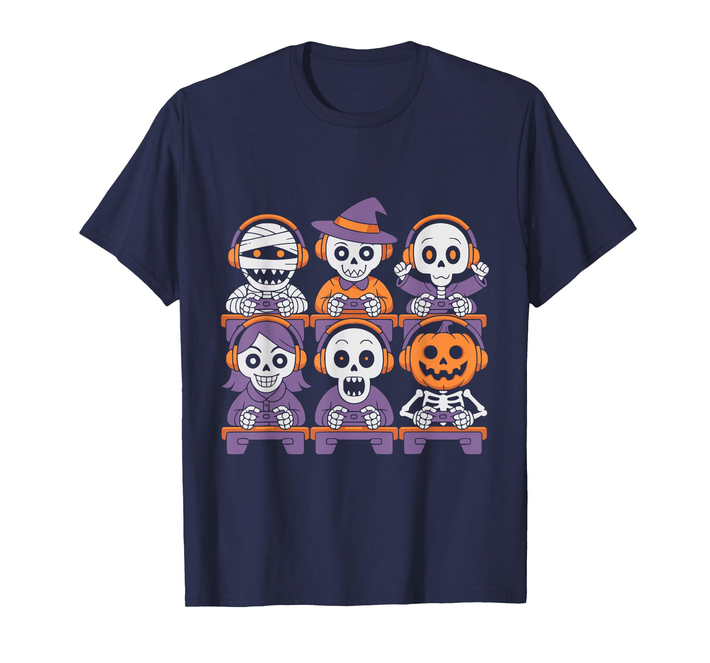 Halloween Skeleton Zombie Mummy Ghost Gamer Boys Men Kids T-Shirt