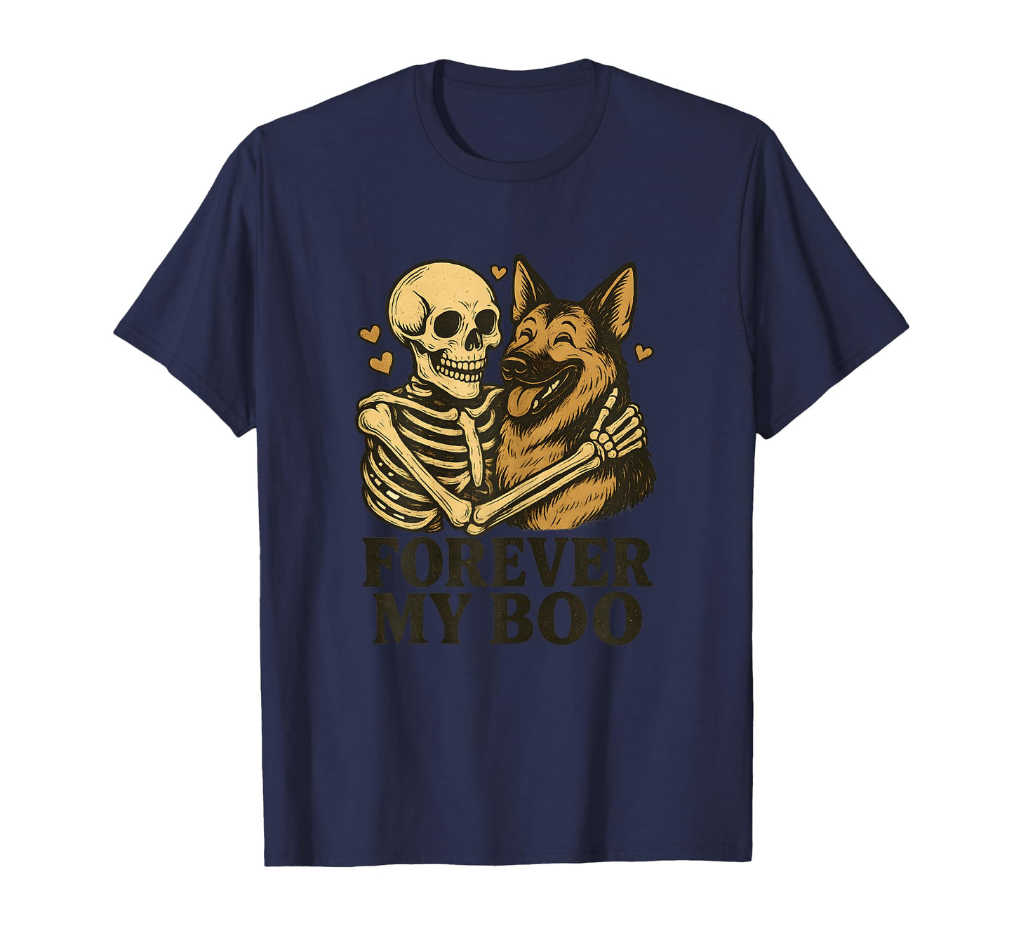 Womens Forever My Boo Skeleton German Shepherd Halloween Couple T-Shirt