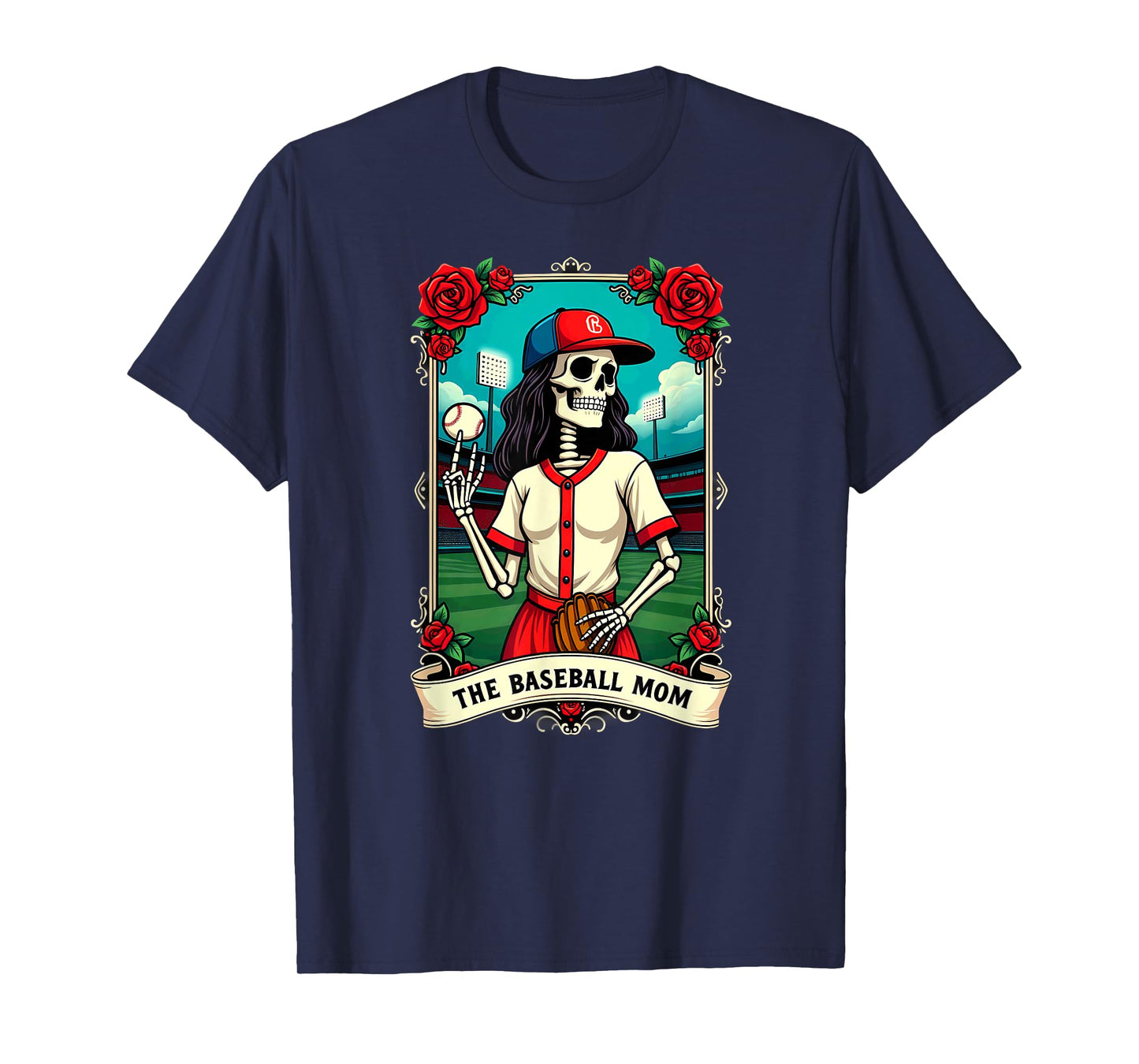 Gothic Tarot Card Baseball Mom Skeleton T-Shirt