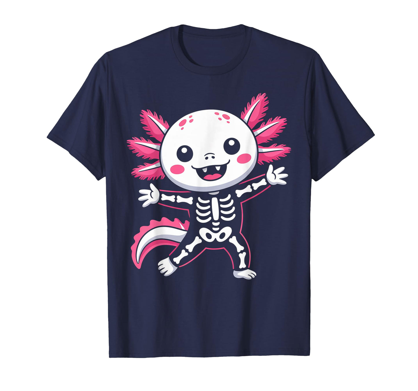 Cute Axolotl Skeleton Costume Kawaii Halloween T-Shirt