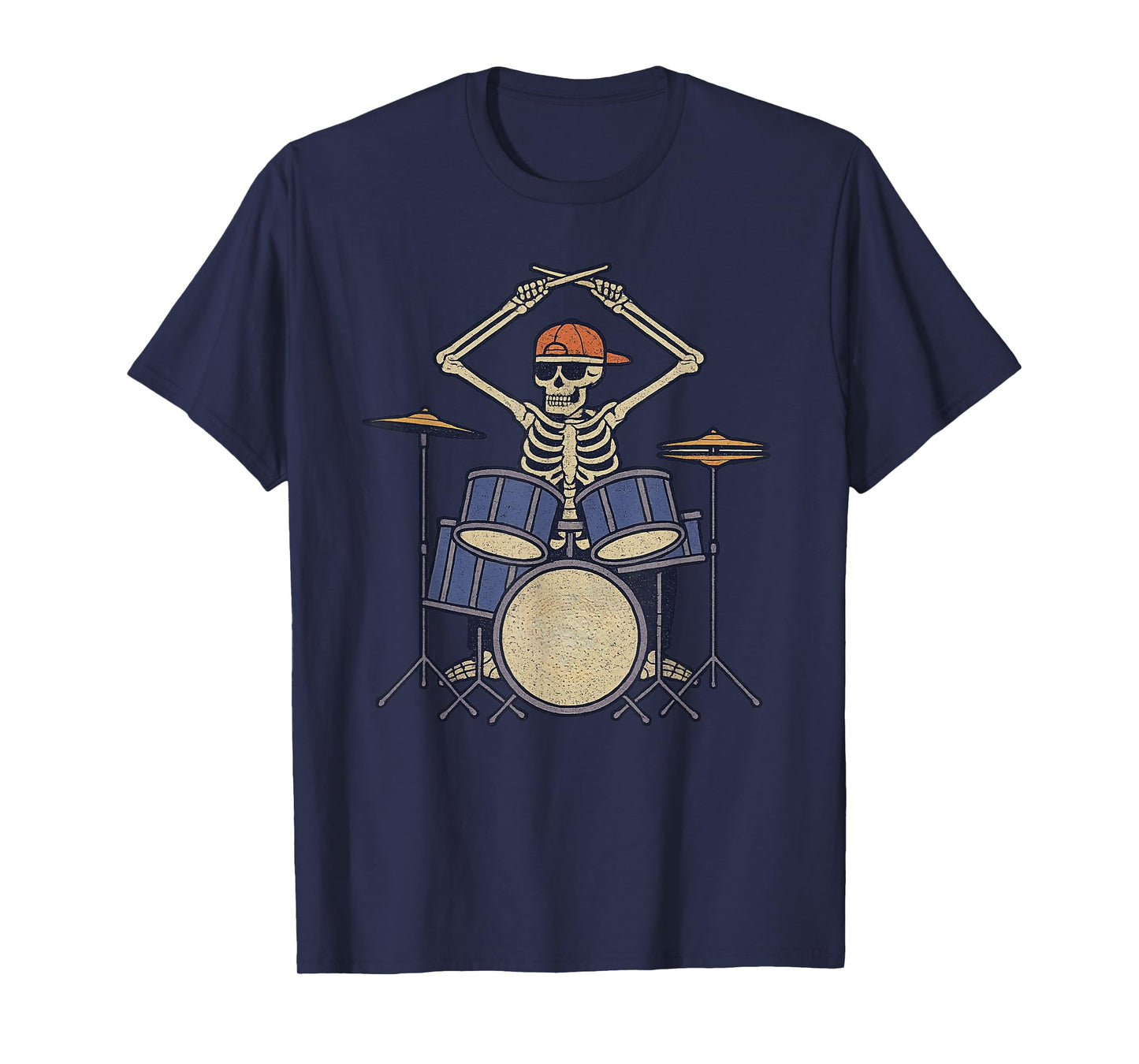 Vintage Halloween Skeleton Drummer Funny Spooky Costume T-Shirt