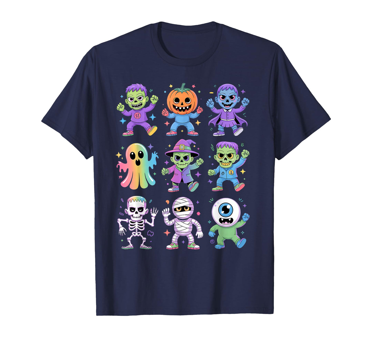 Cute Halloween Monsters Colorful Boys Skeleton Zombie Scary T-Shirt