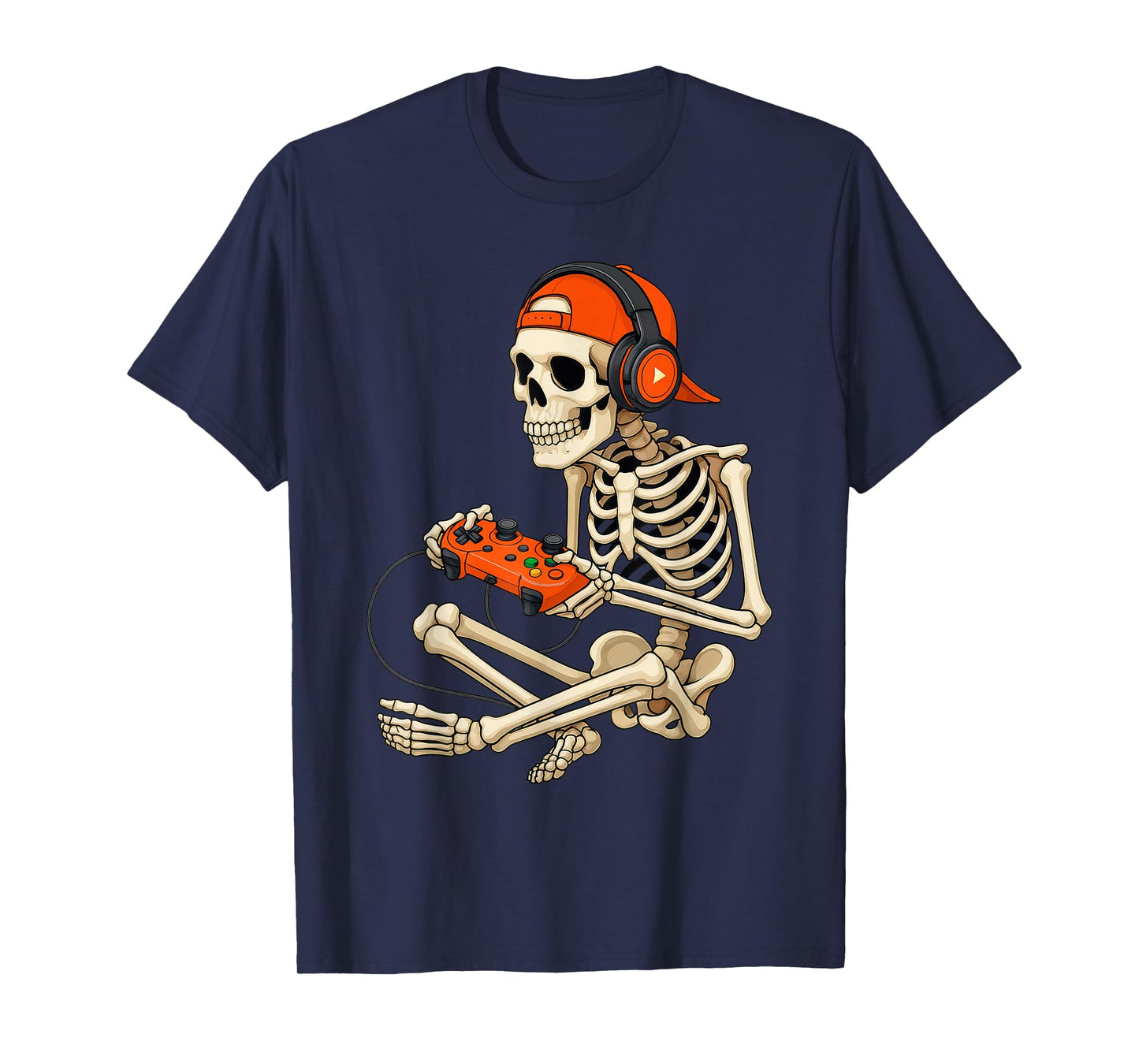 Halloween Skeleton Gamer Video Gaming Boys Men Kids Tees T-Shirt