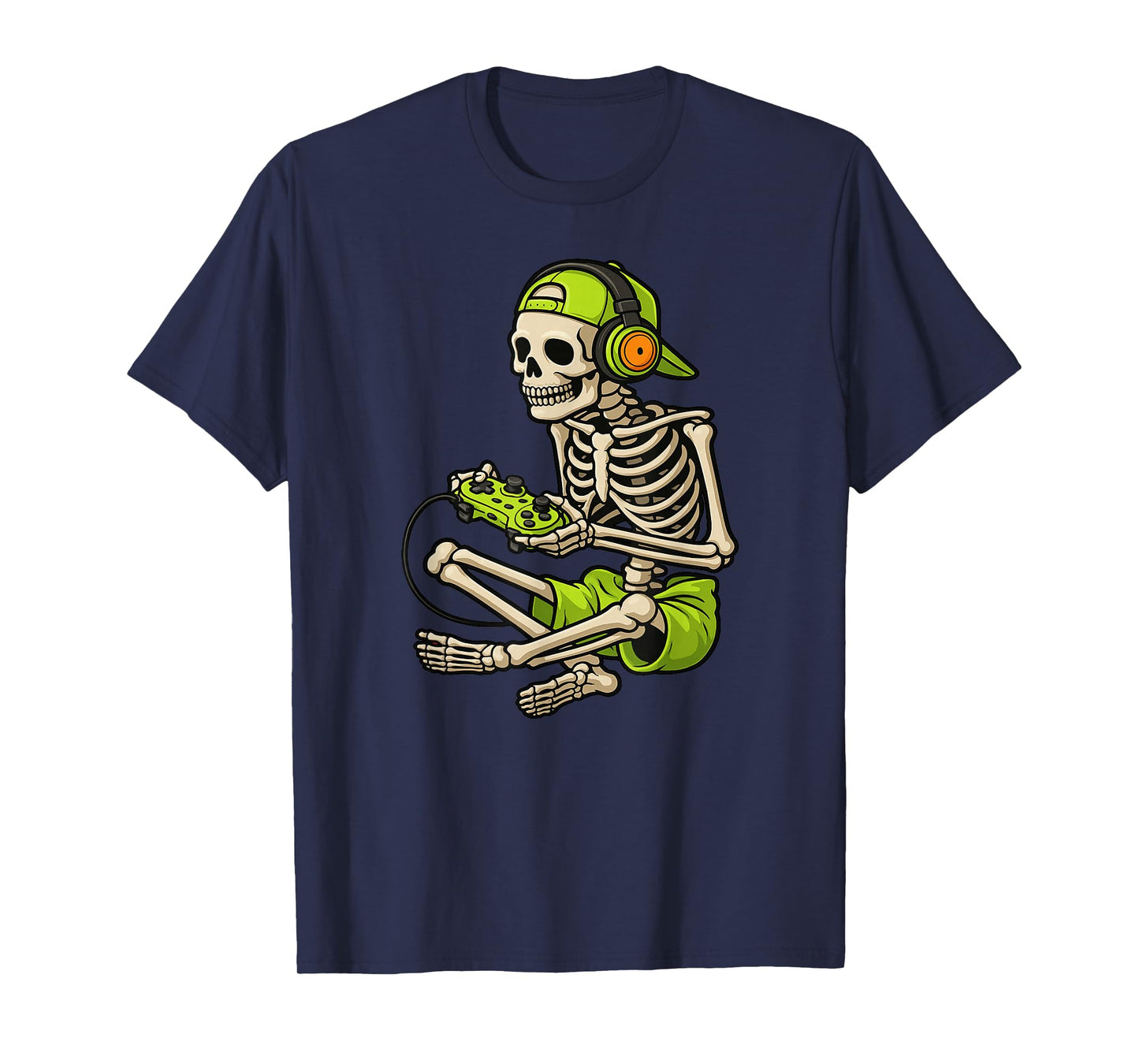 Halloween Skeleton Gamer Video Gaming Boys Men Kids T-Shirt
