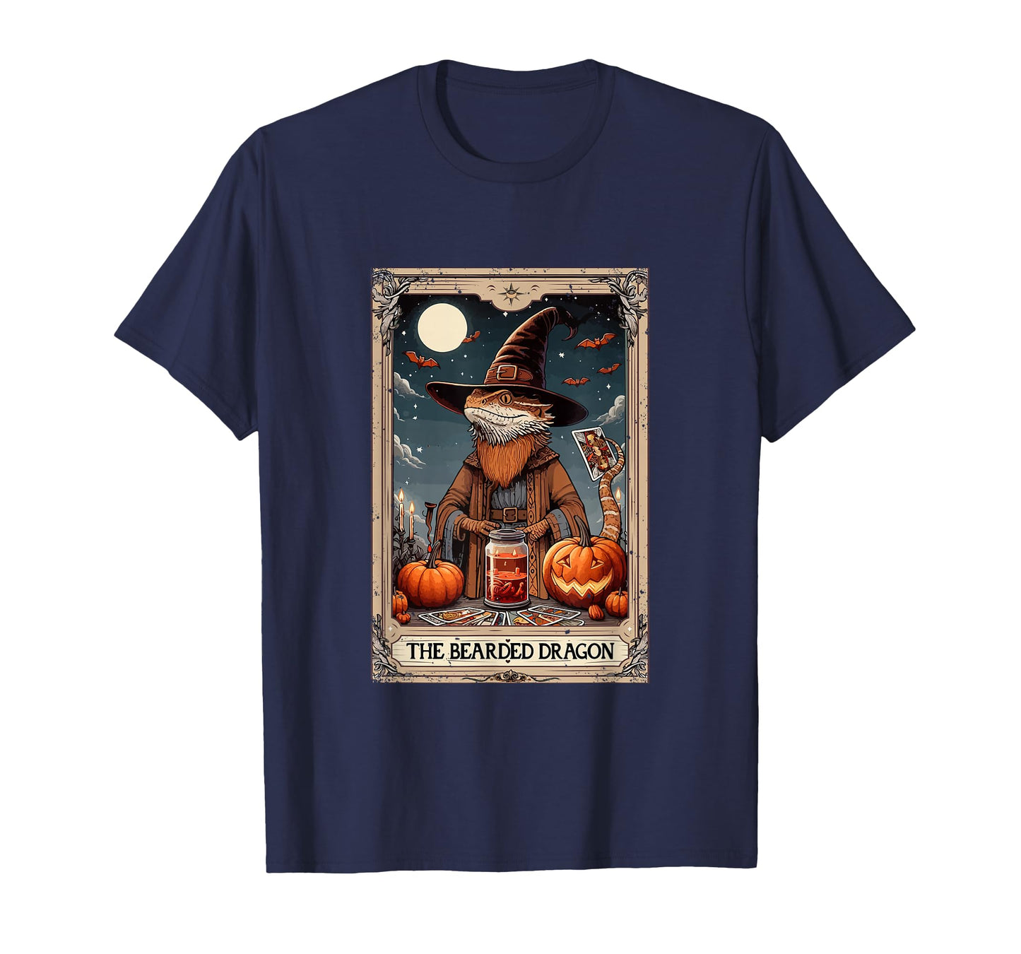 The Bearded Dragon Halloween Witch Cute Tarot Card Lover T-Shirt