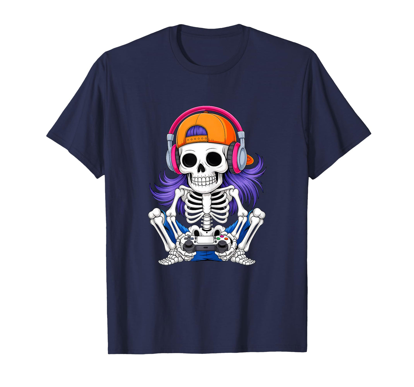 Funny Girls Halloween Skeleton Gamer Video Gaming Girl Women T-Shirt