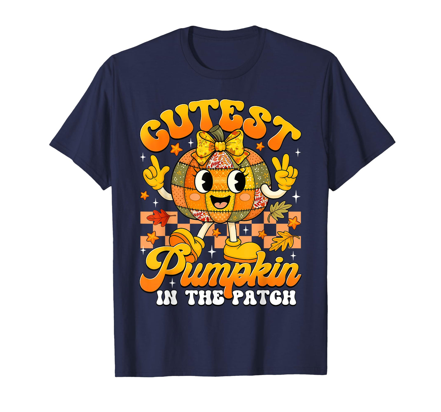 Autumn Patchwork Cutest Pumpkin in The Patch Halloween Girls T-Shirt