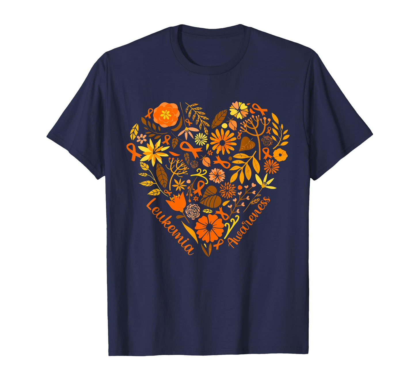 Wildflower Orange Ribbon Leukemia Awareness Childhood Cancer T-Shirt