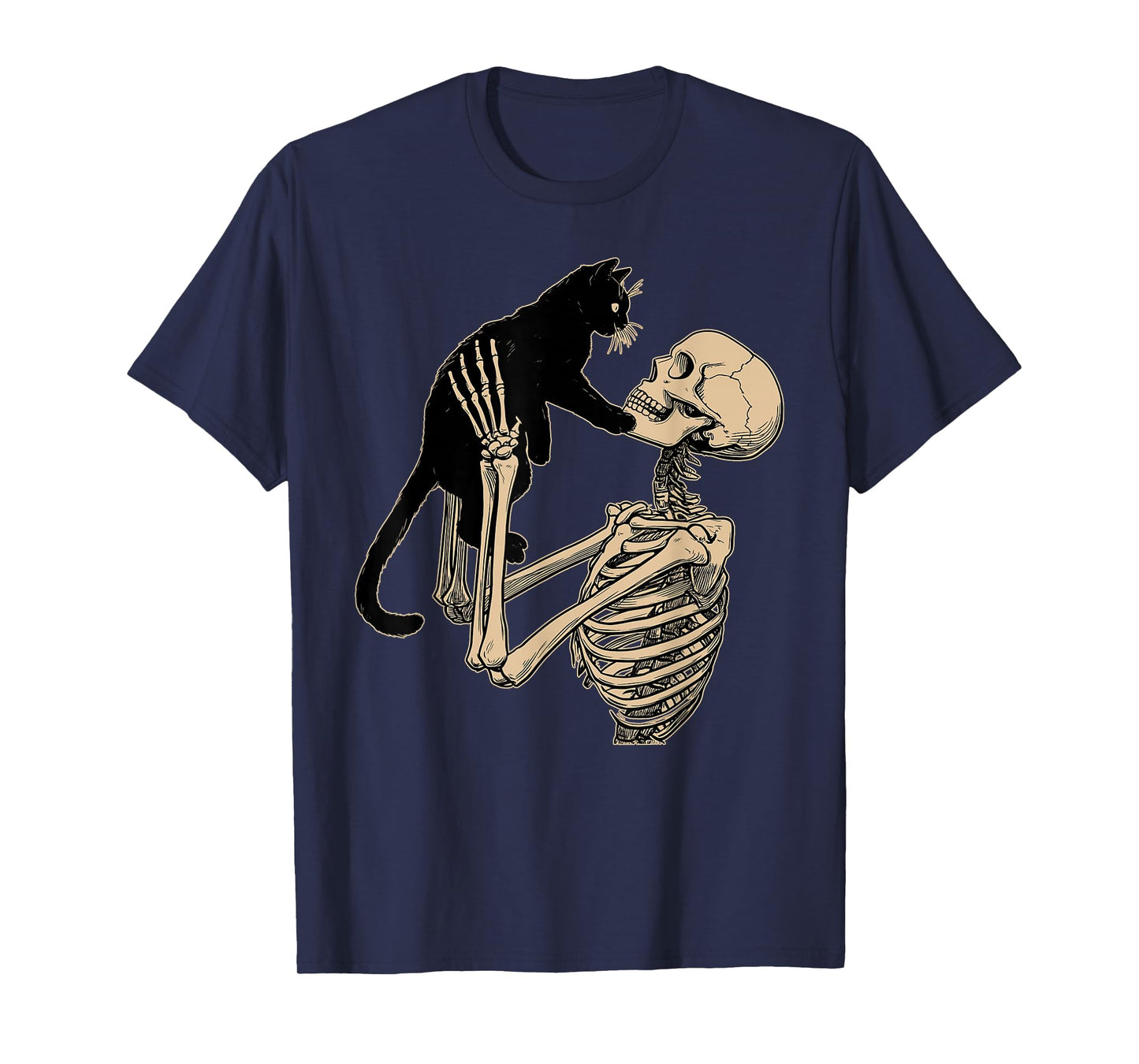 Vintage Halloween Cat Shirt - Cat Pumpkin Skeleton T-Shirt