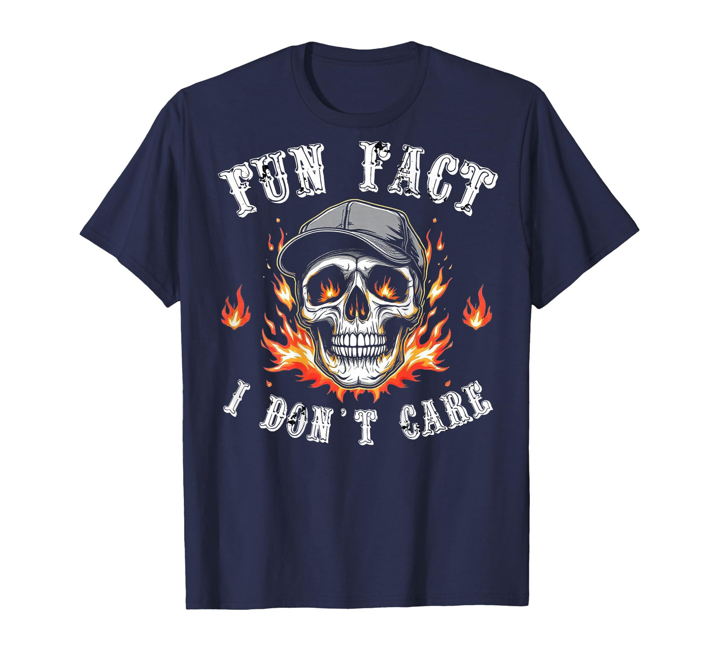 Fun Fact I Don't Care Funny Skeleton Sarcastic (ON Back) T-Shirt