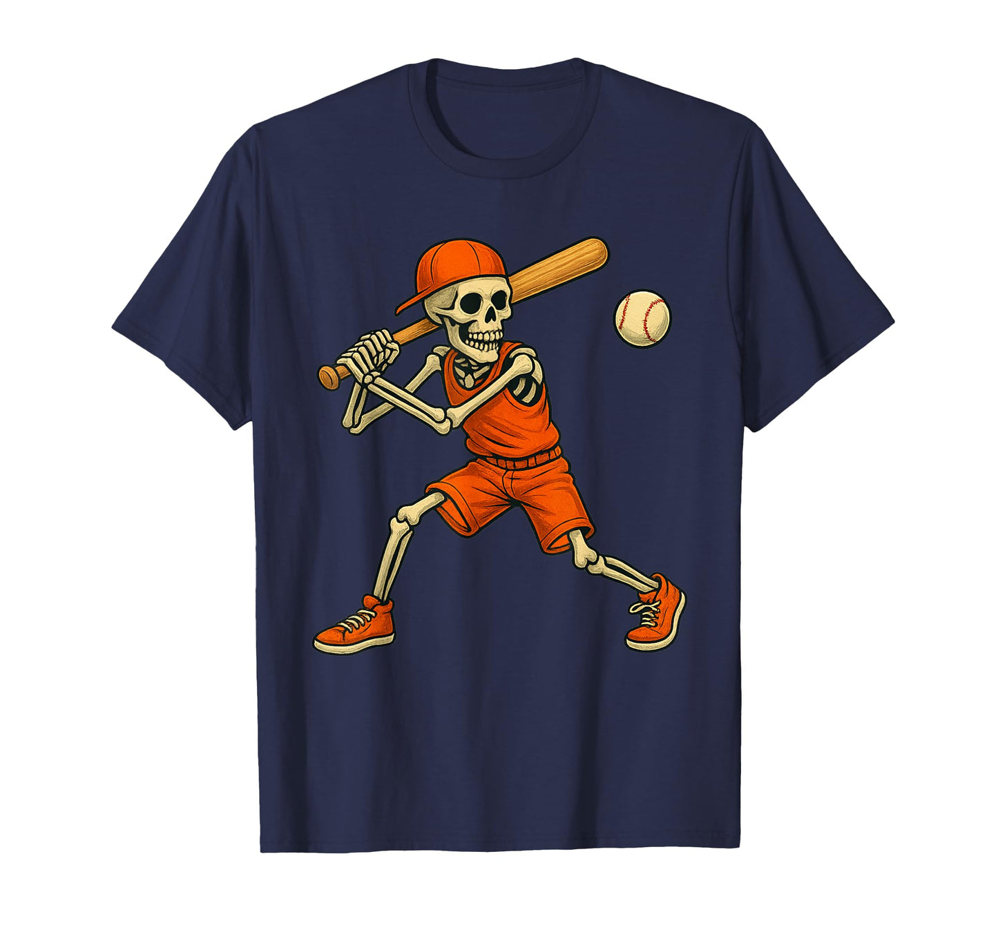 Baseball Skeleton Halloween Spooky Boys Baseball Player T-Shirt