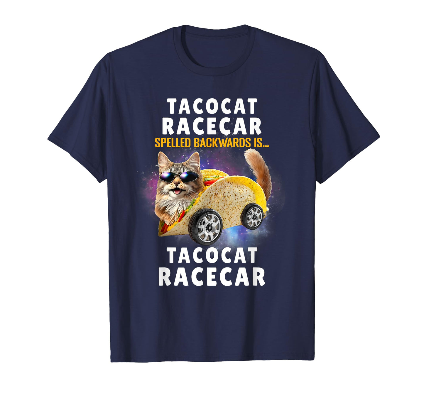 Tacocat Racecar Spelled Backwards Funny Mexican Car Taco Cat T-Shirt for Men Women Kids