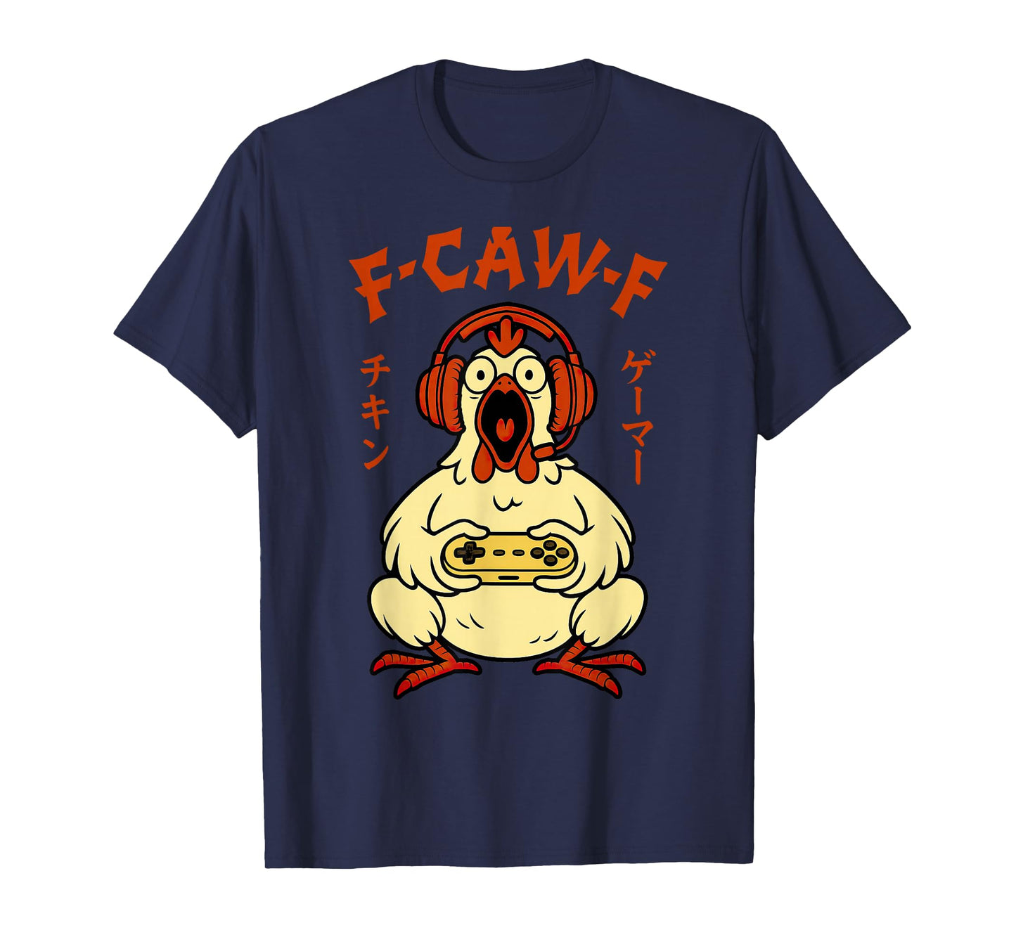 F-Caw-F Chicken Gamer Funny Graphic Tee Japanese Gaming Meme T-Shirt
