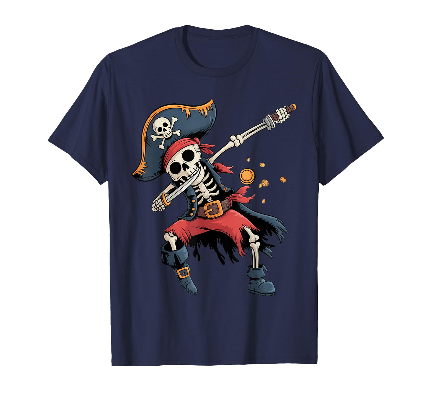 Funny Dab Kids Boy Dabbing Skeleton Pirate Spooky Halloween T-Shirt