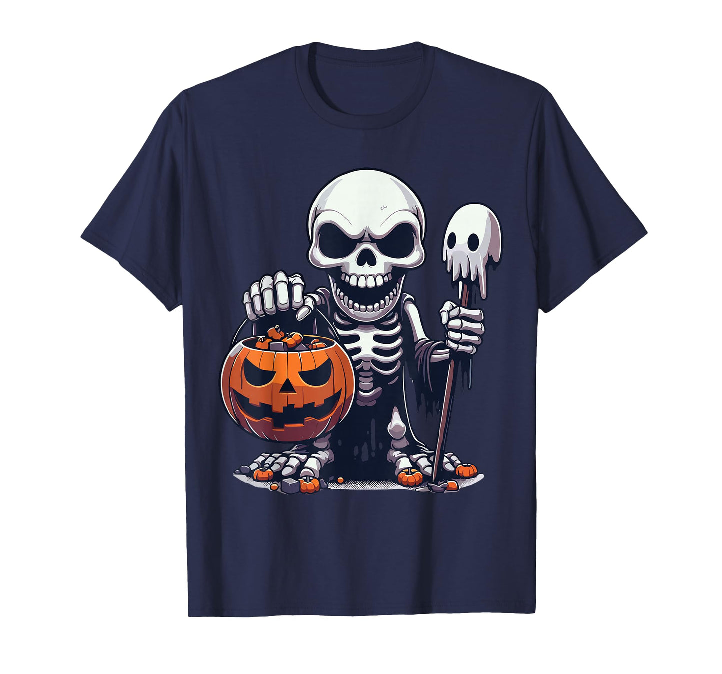 Scary Halloween Skeleton Ghost Spooky Candy Bag T-Shirt