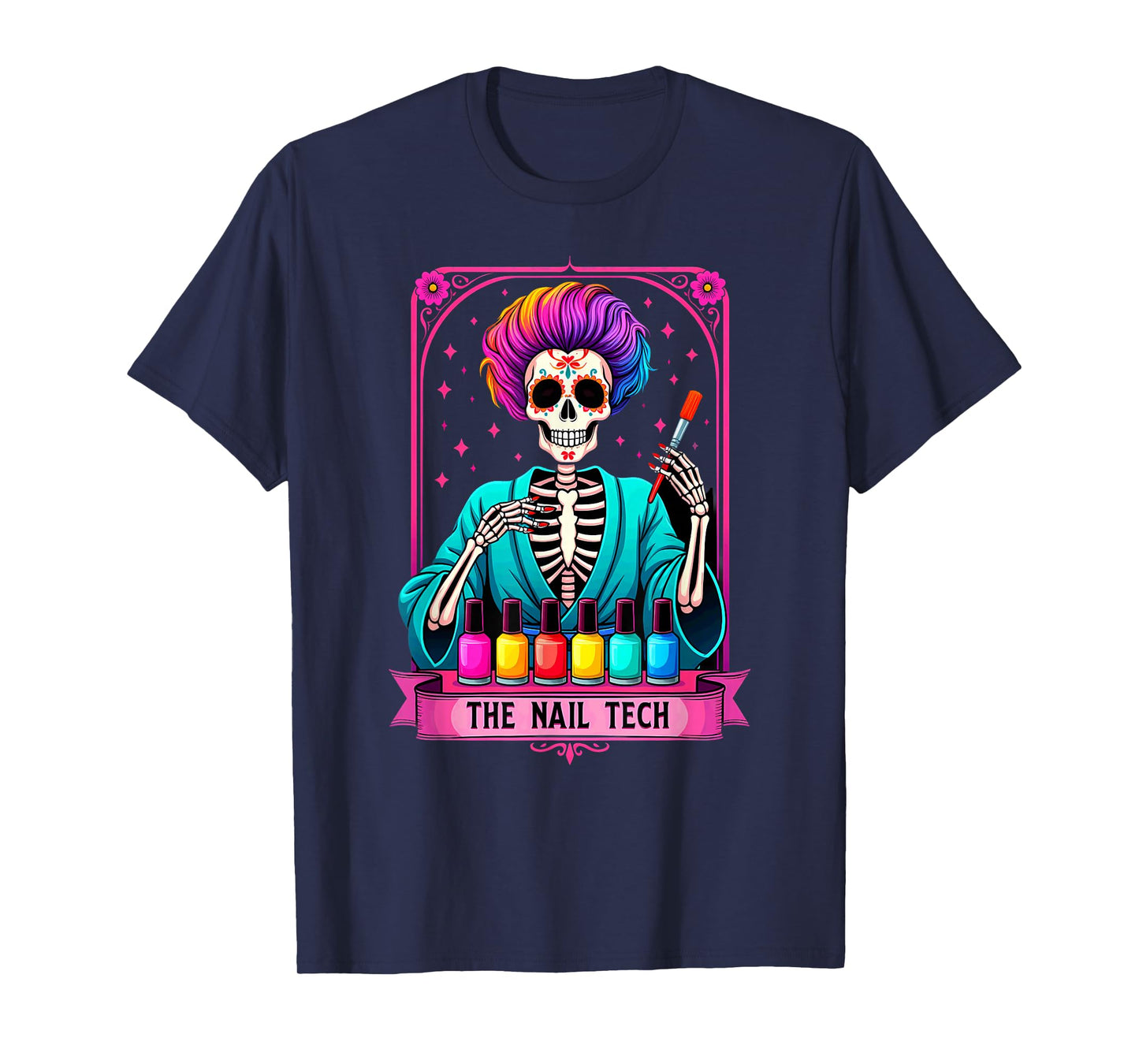 Tarot Card Nail Tech Skeleton Beautician Halloween T-Shirt