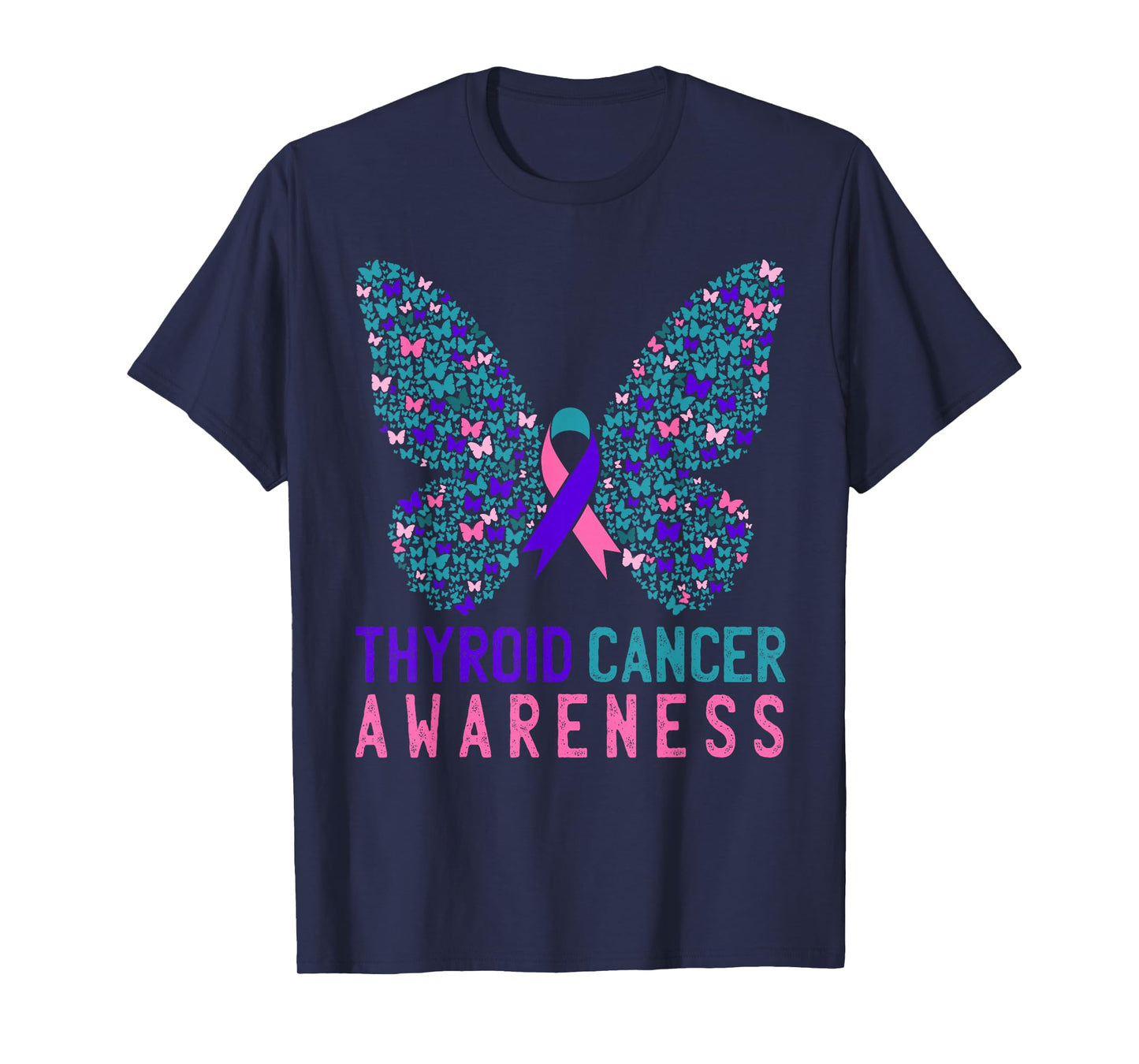 Butterfly Thyroid Cancer Awareness Month Ribbon Gift Support T-Shirt