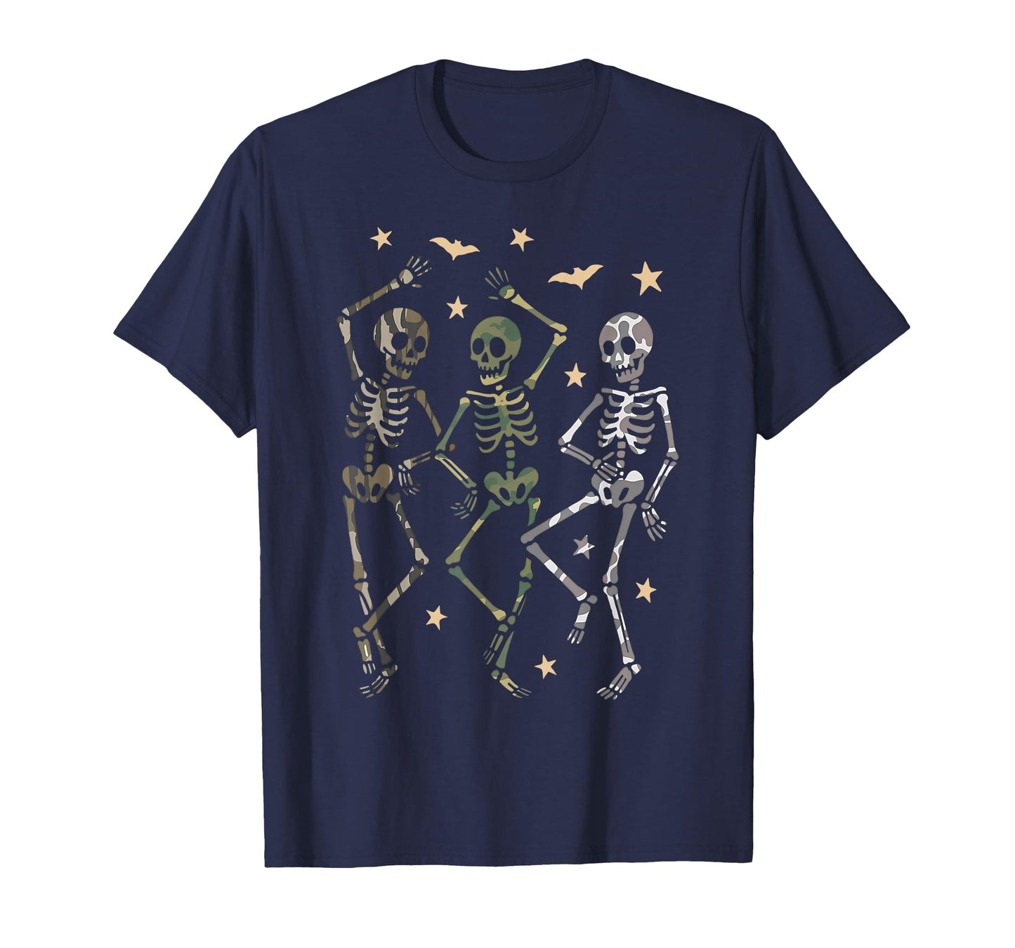Funny Camouflage Skeleton Dancing Spooky Halloween Costume T-Shirt