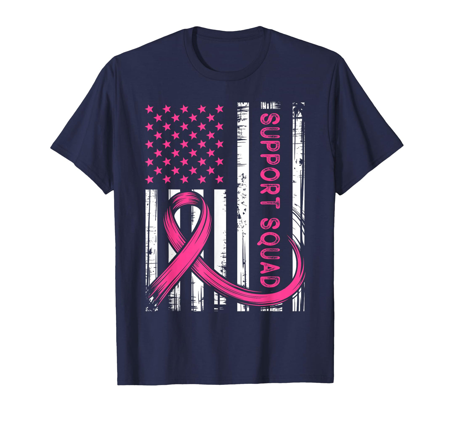 Support Squad in October We Wear Pink Ribbon Flag T-Shirt