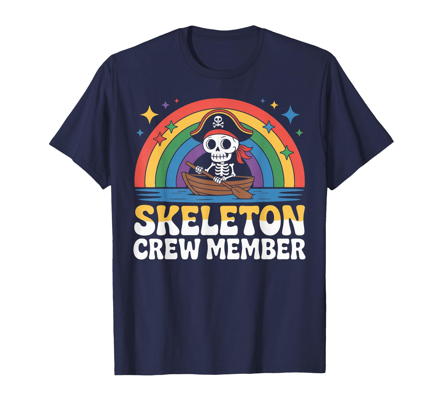 Skeleton Crew Member Tiny Pirate Captain Rowing Boat T-Shirt
